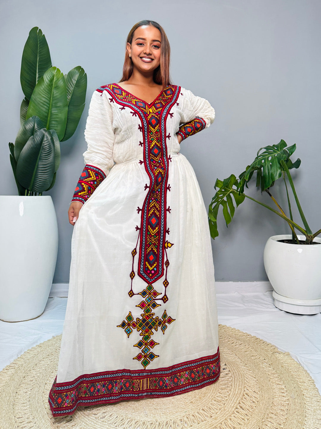 Queen’s Crest | Luxury Ethiopian Dress | Habesha Kemis | Handwoven Cotton Dress | Traditional Ethiopian Wedding Dress | Handmade Hab155