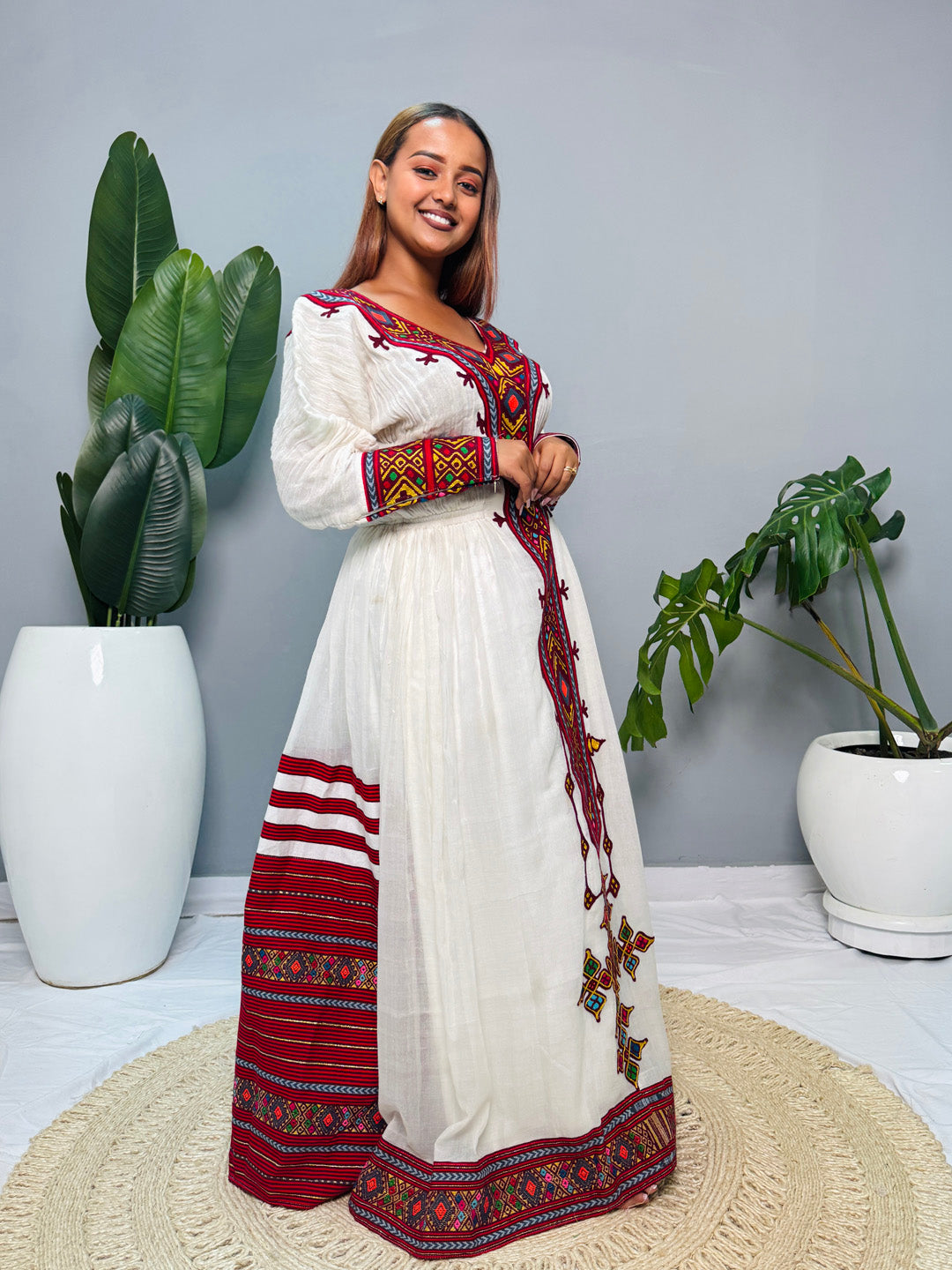 Queen’s Crest | Luxury Ethiopian Dress | Habesha Kemis | Handwoven Cotton Dress | Traditional Ethiopian Wedding Dress | Handmade Hab155