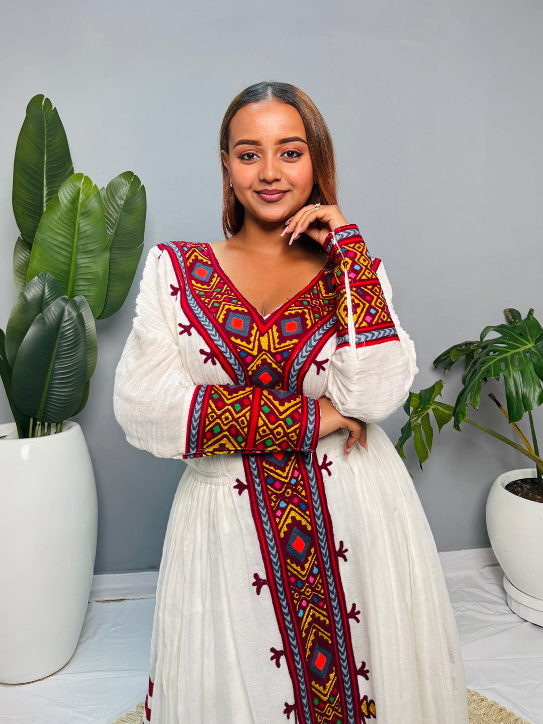Queen’s Crest | Luxury Ethiopian Dress | Habesha Kemis | Handwoven Cotton Dress | Traditional Ethiopian Wedding Dress | Handmade Hab155