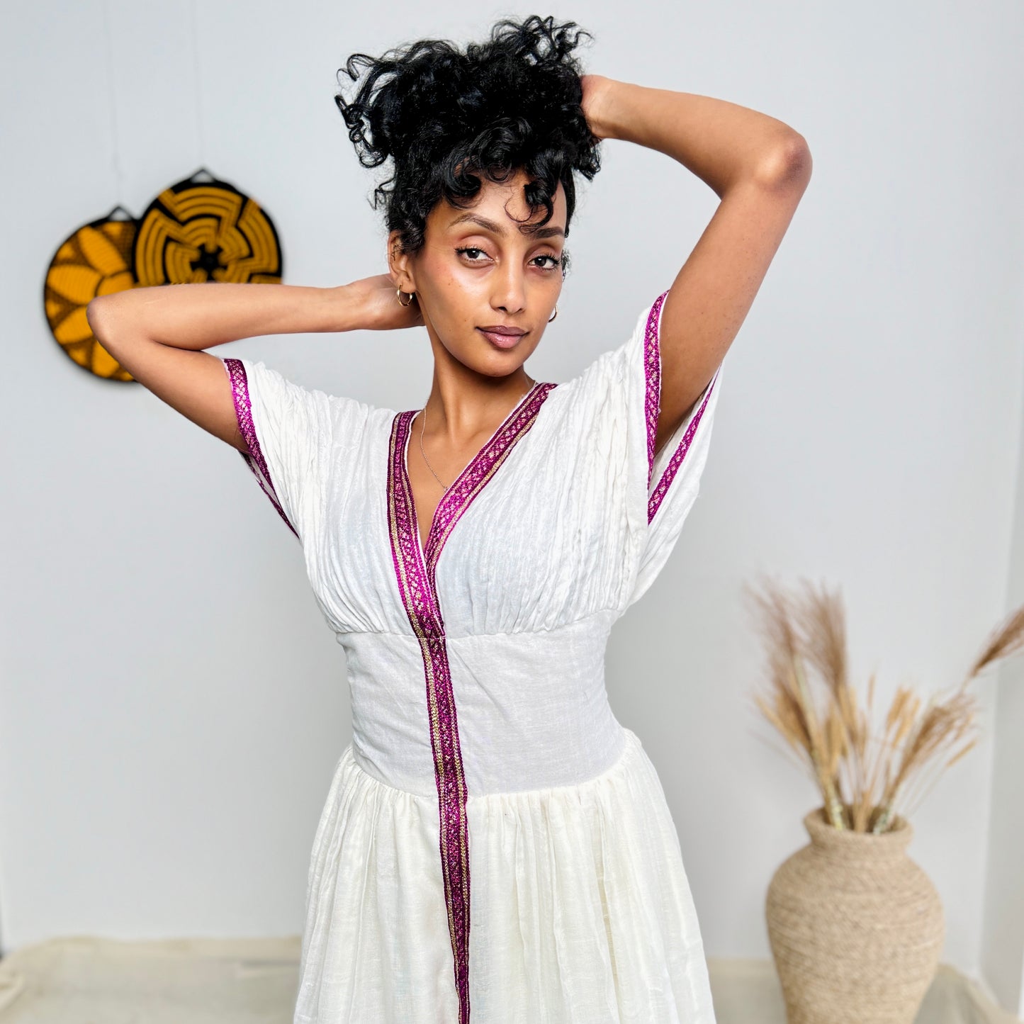 Ethiopian Dress | Elegant Embroidery | Cultural Celebrations & Special Events | Soft Purple Design | Habesha Dress Hab119