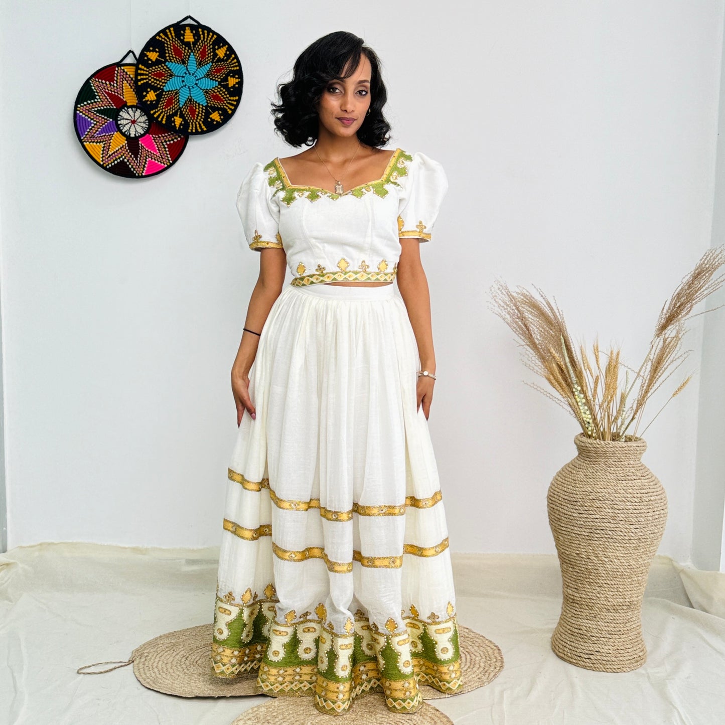 Crop Top and Skirt Modern Habesha Dress Hab09