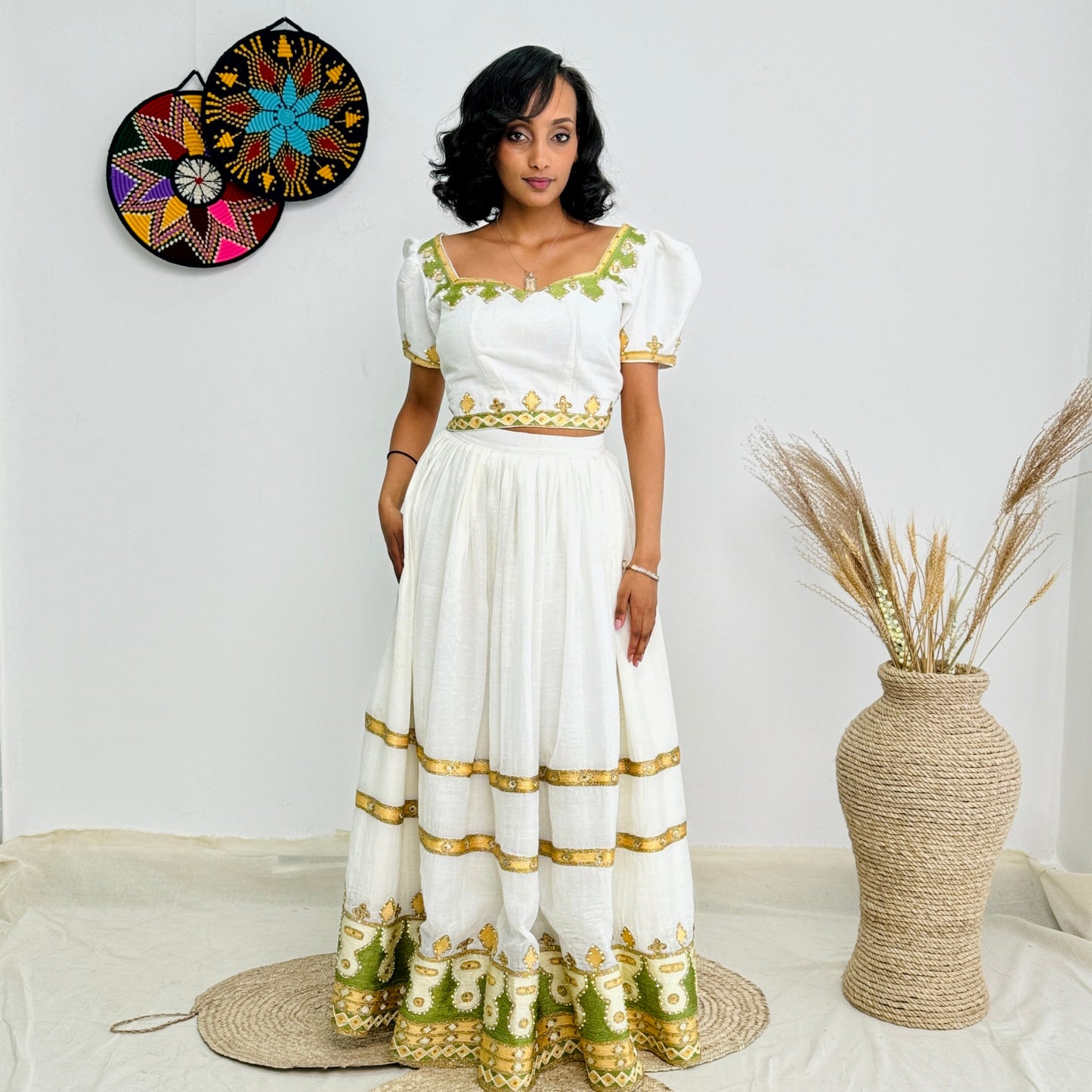 Crop Top and Skirt Modern Habesha Dress Hab09