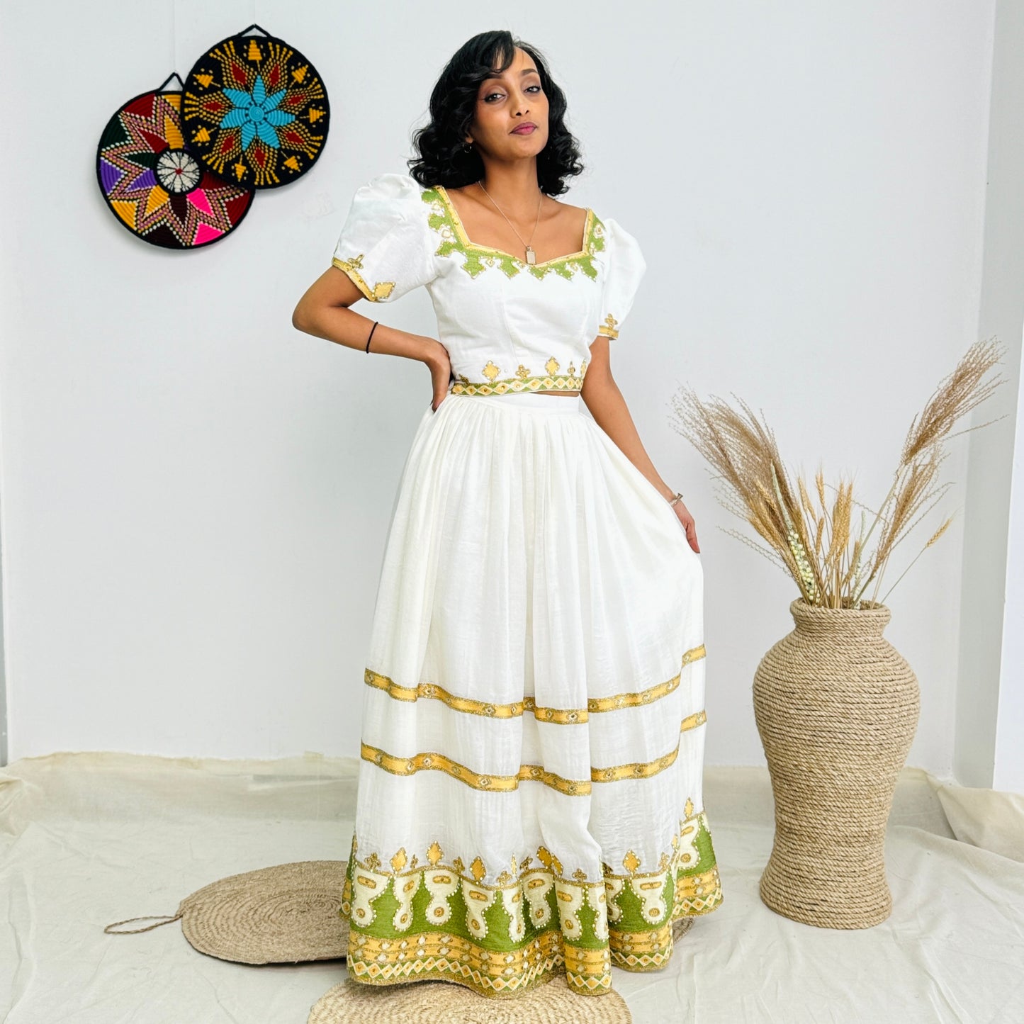 Crop Top and Skirt Modern Habesha Dress Hab09