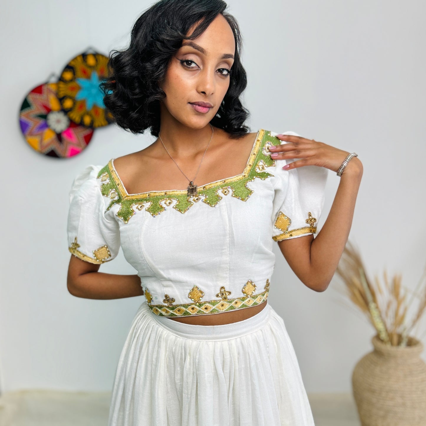 Crop Top and Skirt Modern Habesha Dress Hab09