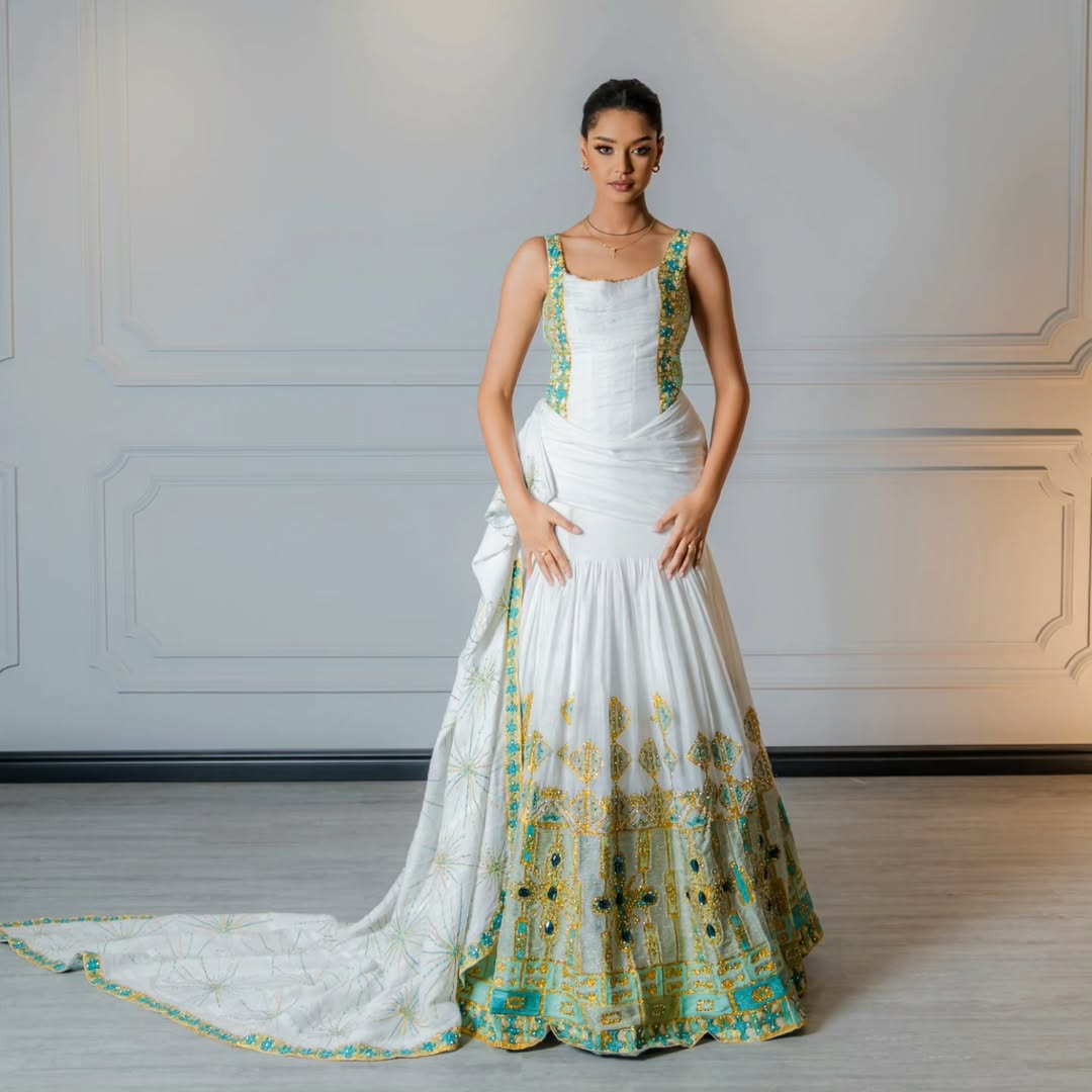 ELBETEL GLAMOROUS HABESHA WEDDING DRESS |TIMELESS HABEHSA KEMIS | ETHIOPIAN WEDDING DRESS