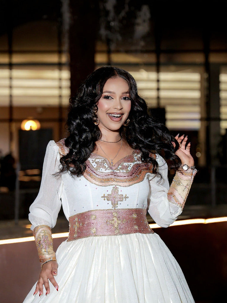 WEYNHAREG ETHIOPIAN WEDDING DRESS | AUTHENTIC CULTURAL HABESHA KEMIS | HABESHA DRESS FOR WEDDING