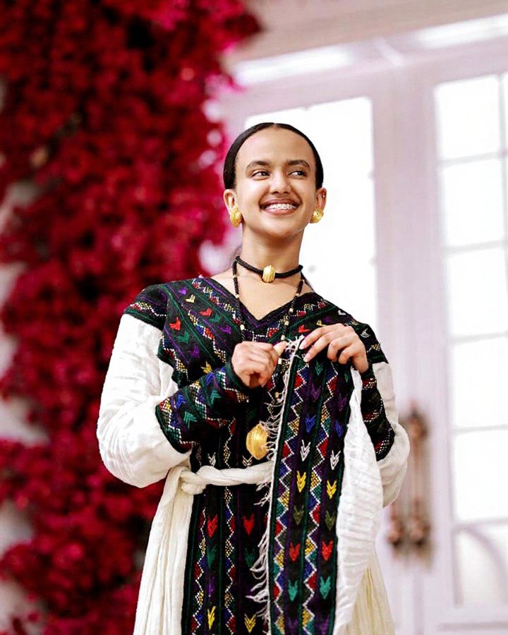 NUNIYAT MULTICOLORED EMBROIDERY HABESHA DRESS | TRADITIONAL ETHIOPIAN CLOTHING | TIMELESS HABESHA KEMIS