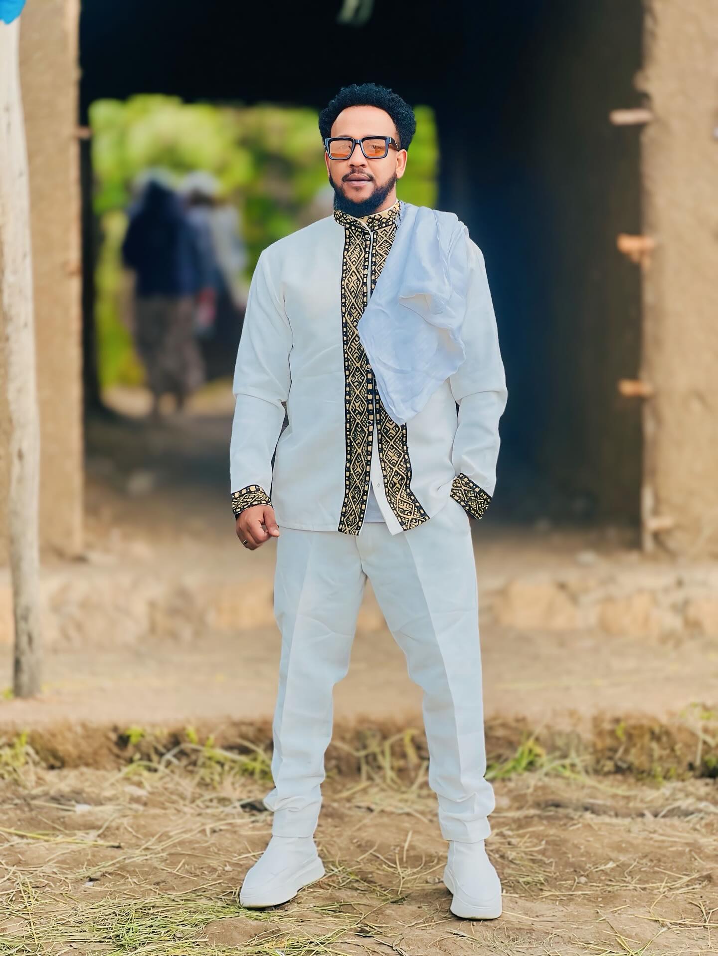 TEMESGEN MEN’S HABESHA SHIRT AND PANTS SET WITH NETELA | ETHIOPIAN TRADITIONAL MEN’S CLOTHING | MEN'S OUTFIT