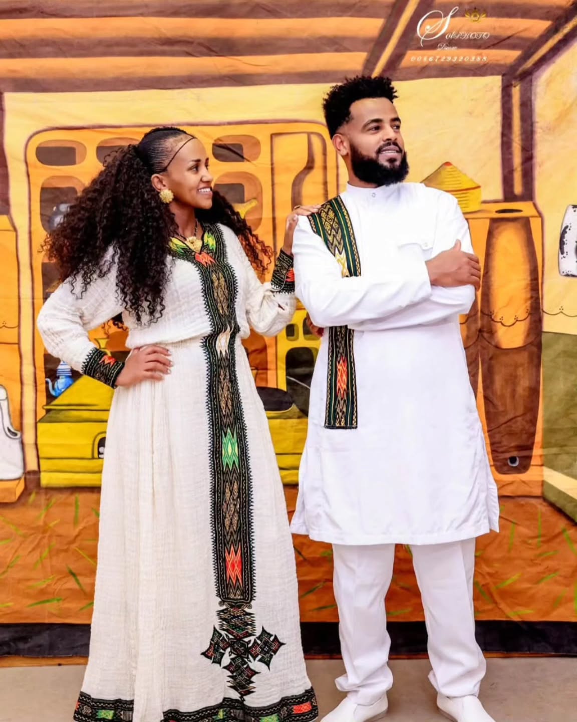 HABESHA COUPLE DRESS SET | ELEGANT HABESHA KEMIS INSPIRED BY ETHIOPIAN CLOTHING