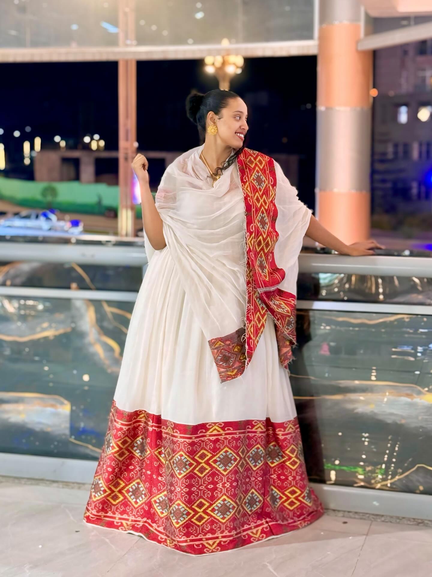 SISU RED WOVEN HABESHA KEMIS | TRADITIONAL ETHIOPIAN CLOTHING | HABESHA DRESS DESIGN INSPIRED BY CULTURAL HERITAGE