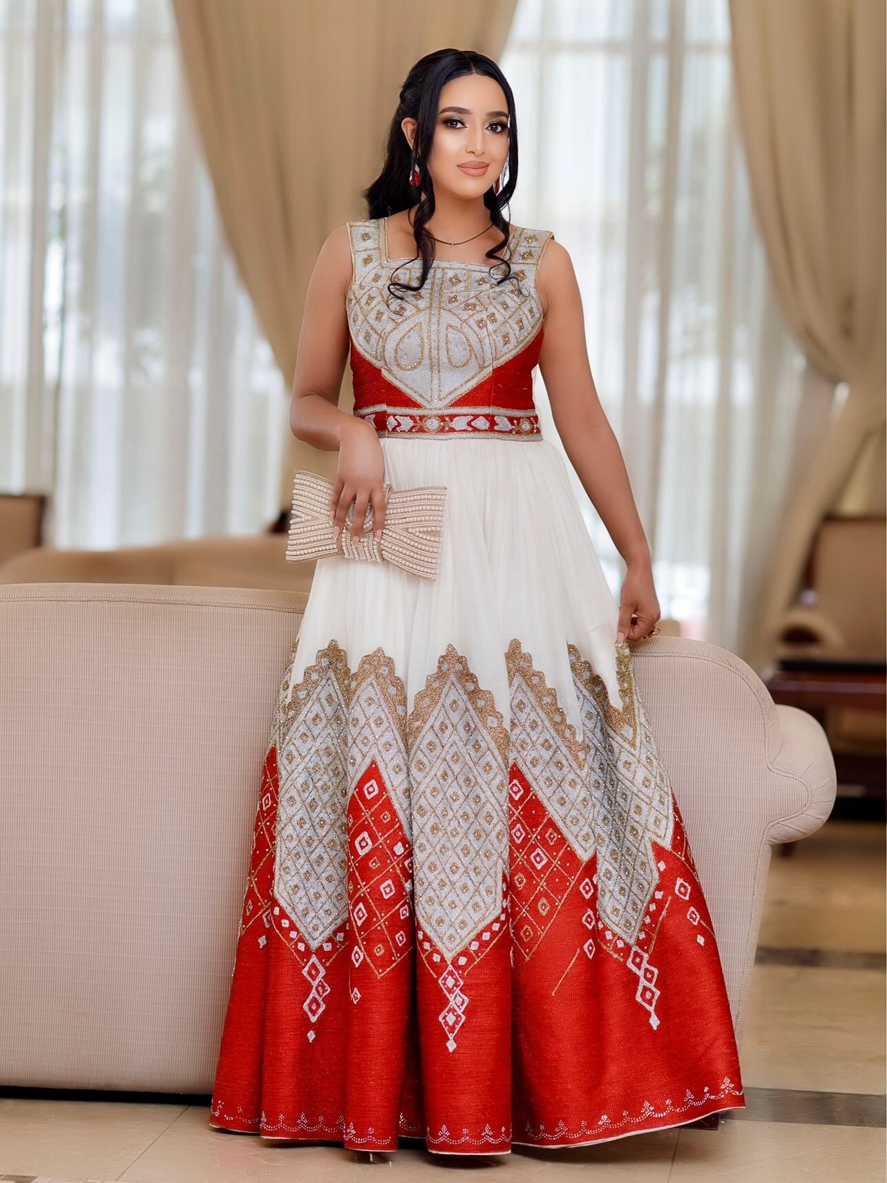 ethiopian dress women RED AND WHITE EMBROIDERY HABESHA TRADITIONAL DRESS – HABESHA FASHION 🐝💙💛 Y’all remember that Wedding Habesha Kemis Tahari Arthur S. Levine Color:Yellow Chiffon / Yellow Satin