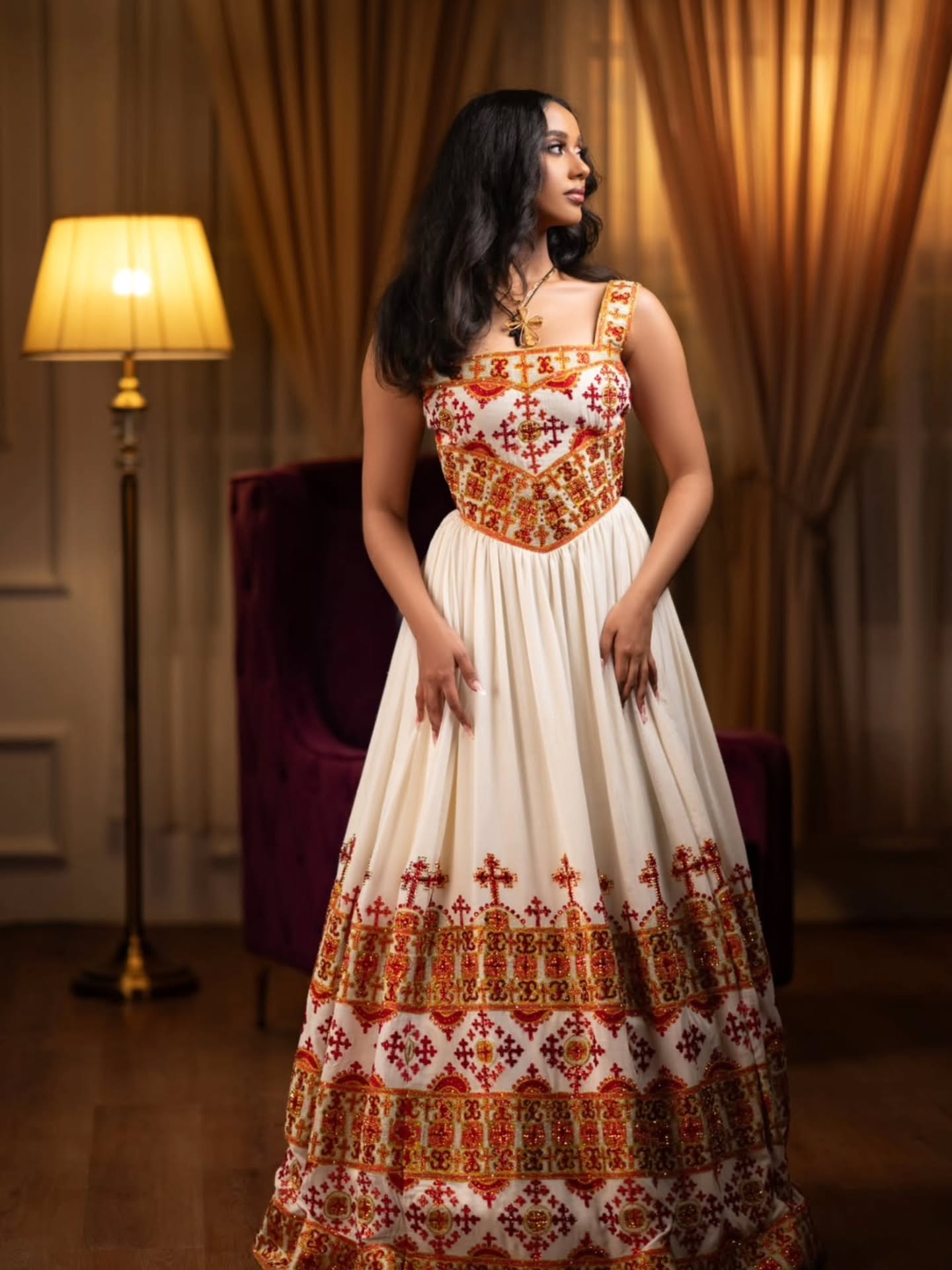 ethiopian new fashion traditional dress Embroidery Cultural BELLA ETHIOPIAN DRESS ELEGANT HABESHA KEMIS WITH 100% cotton Ethiopian Traditional Dress