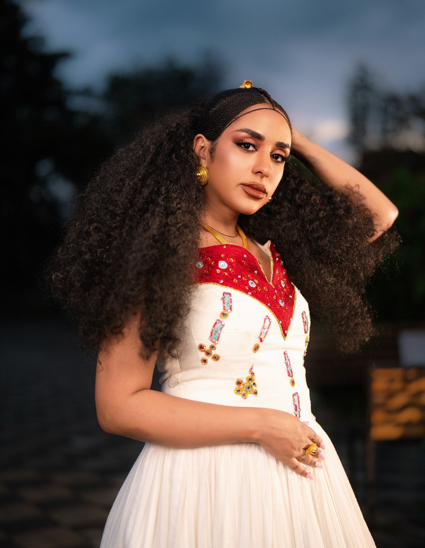 BLEN ELEGANT ETHIOPIAN HABESHA DRESS | INTRICATE RED AND GOLD EMBROIDERY ETHIOPIAN HABESHA KEMIS | PERFECT ETHIOPIAN CLOTH FOR CELEBRATIONS AND WEDDINGS