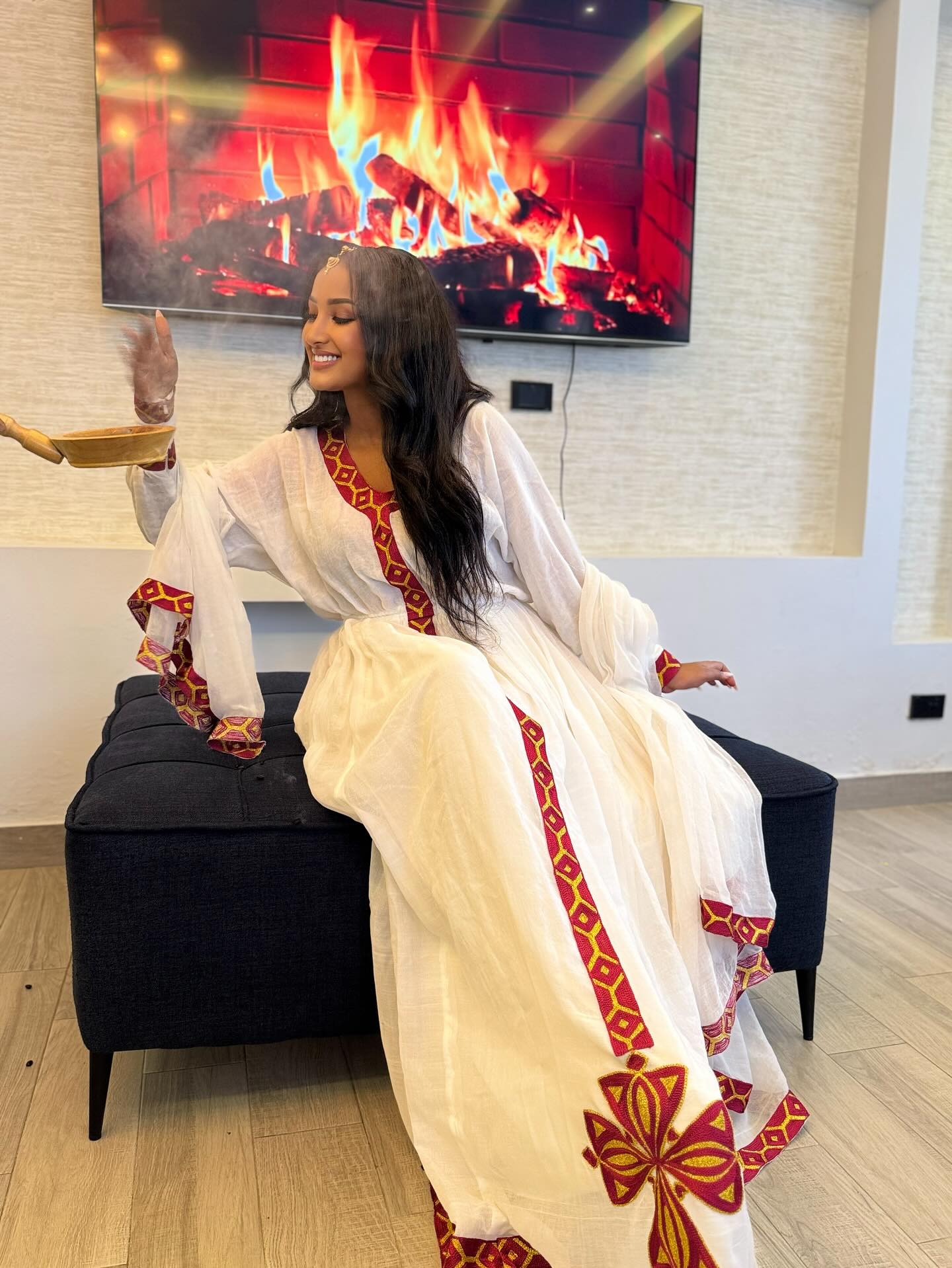 WERK ETHIOPIAN TRADITIONAL DRESS | HABESHA KEMIS FOR OCCASIONS | RED EMBROIDERY HABESHA DRESS
