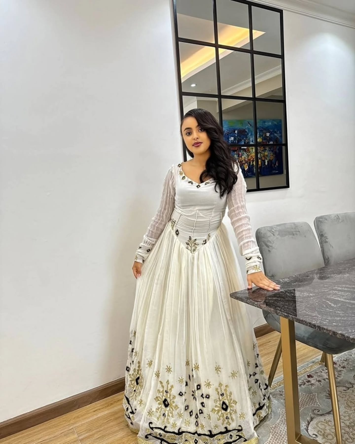LILI ELEGANT WHITE HABESHA KEMIS | TRADITIONAL ETHIOPIAN CLOTHING | STYLISH HABESHA DRESS