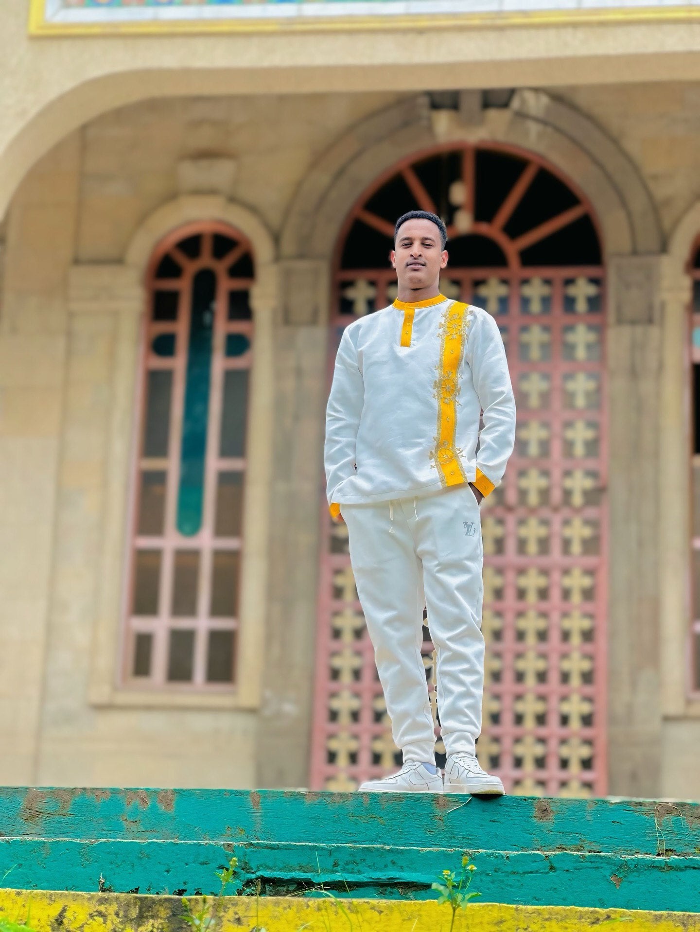 ZEKI YELLOW EMBROIDERY HABESHA MEN'S SHIRT | ETHIOPIAN TRADITIONAL MEN’S WEAR