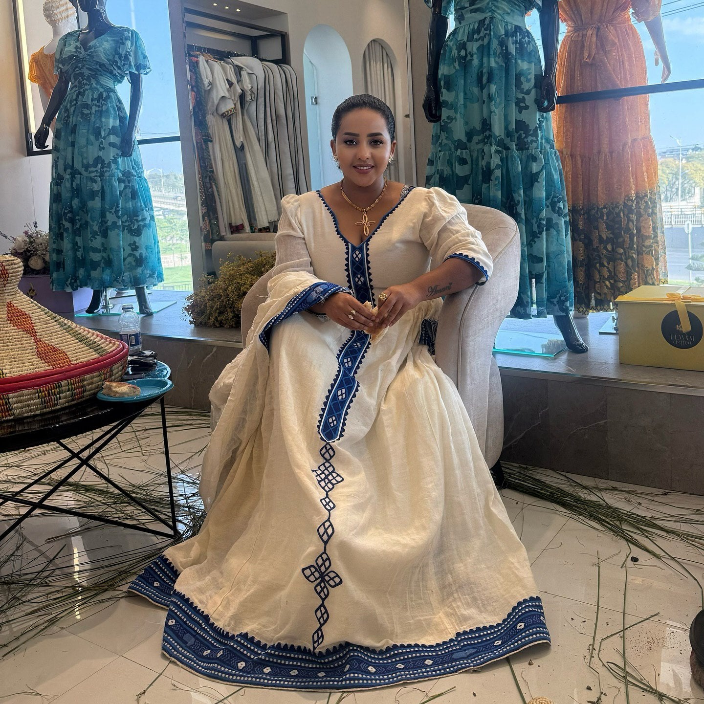 YENEALEM ETHIOPIAN CLOTHING STYLE | HABESHA DRESS WITH ERITREAN TOUCH | BEAUTIFUL HABESHA KEMIS