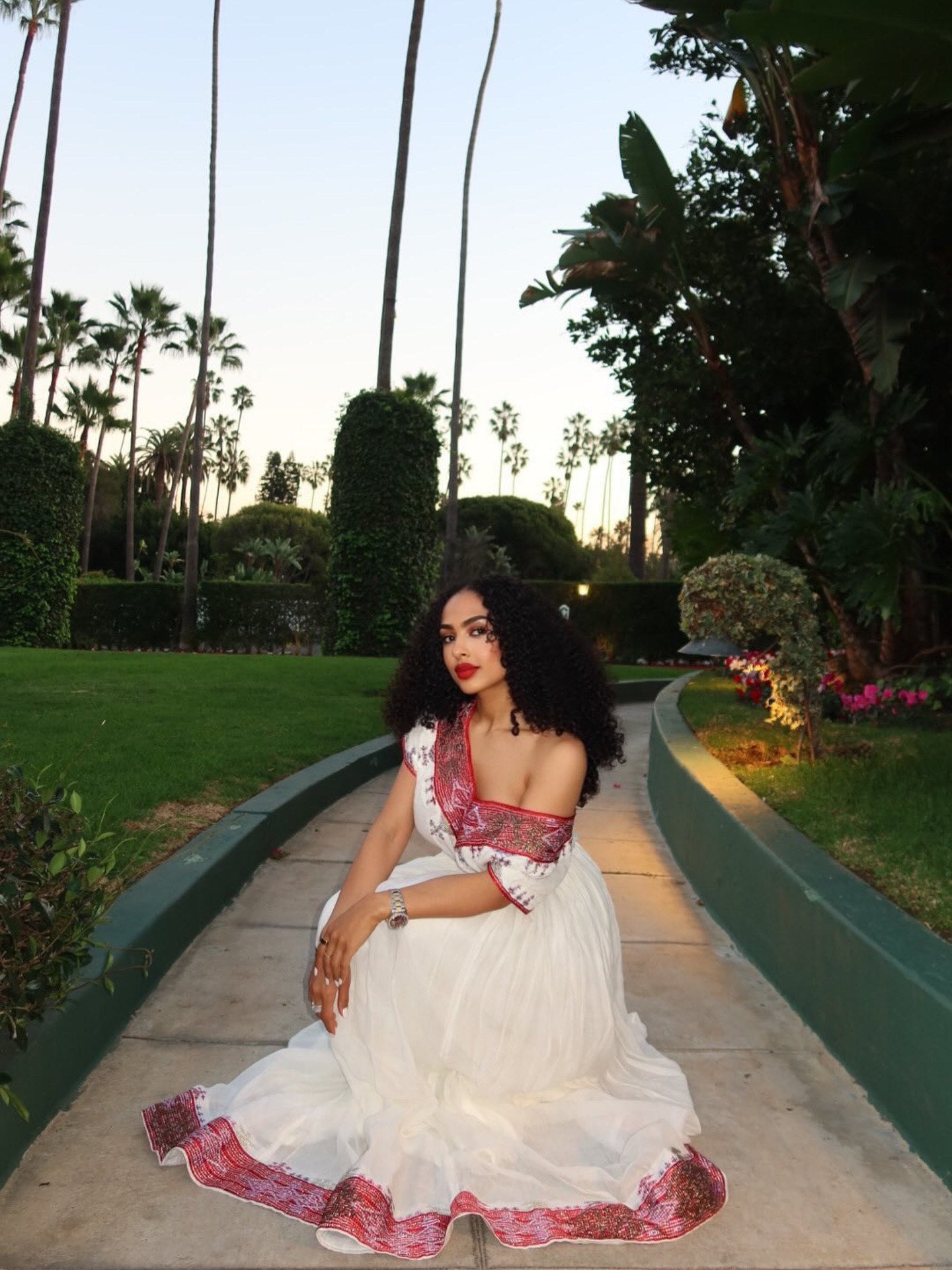 DELINA AUTHENTIC HABESHA KEMIS | RED WOVEN HABESHA DRESS | CLASSIC HABESHA KEMIS