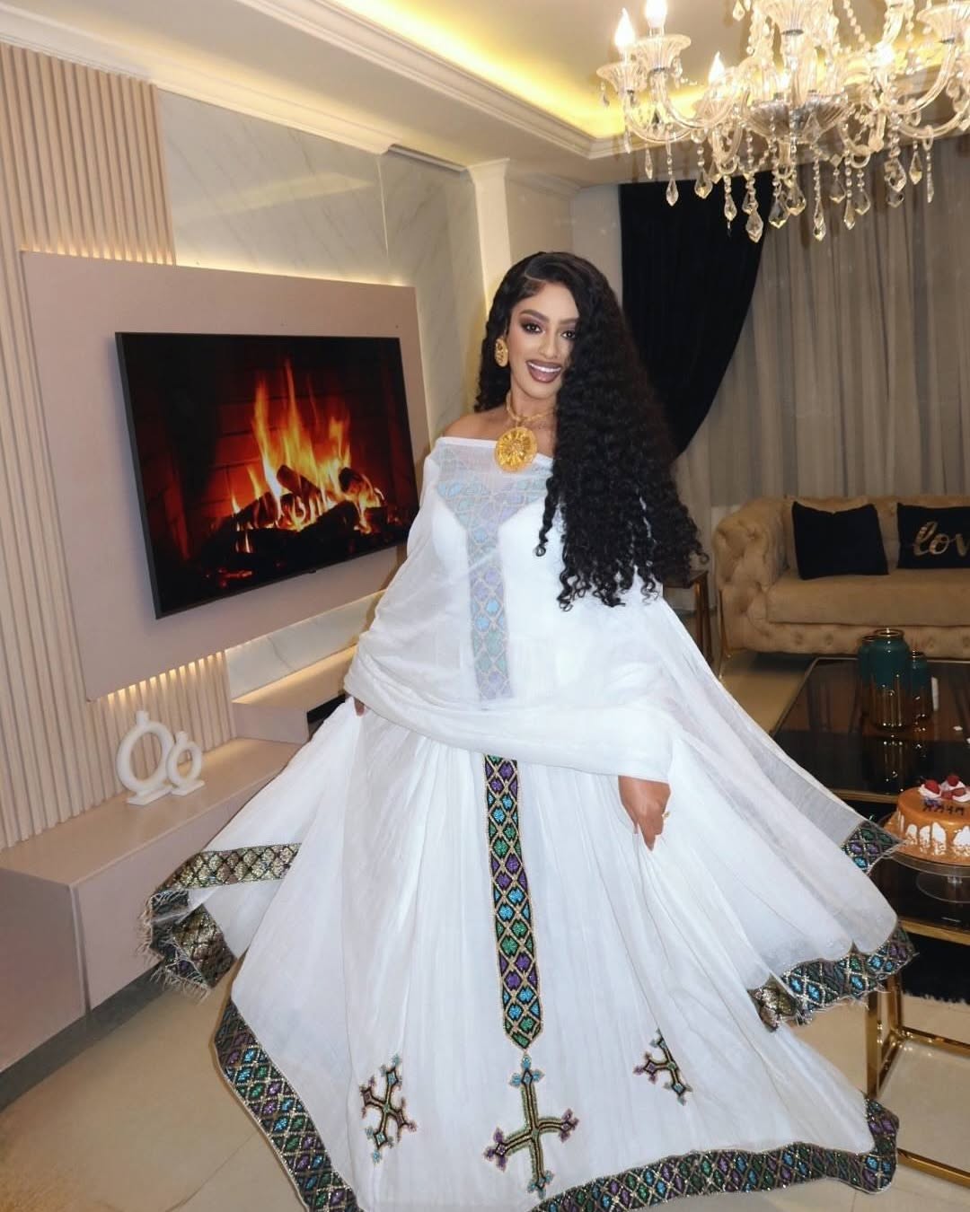 MEKLIT HABESHA KEMIS WITH TRADITIONAL CROSS EMBROIDERY | ETHIOPIAN CULTURAL DRESS FOR EVENTS | HANDCRAFTED HABESHA DRESS