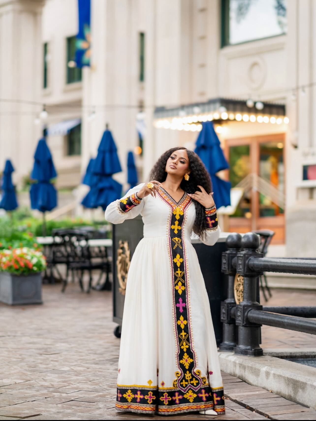 ethiopian dress design Blue Traditional Vibrant Color Habesha Dress Design Hab26 neckline is beautifully adorned ELEGANT TRADITIONAL ETHIOPIAN DRESS |