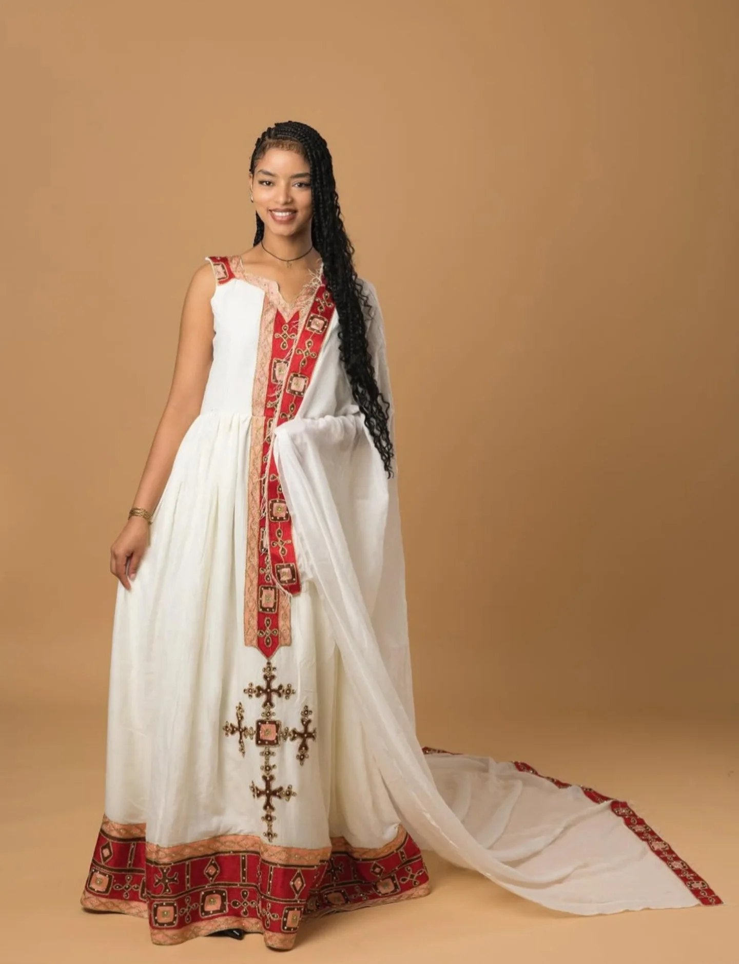 ethiopian fashion dress Women's An Ethiopian-Eritrean Bride On The Power Of Her Wedding-Day Braids Designed with a stunning pattern that elevates its rich color Ethiopian clothing women's capeContent 