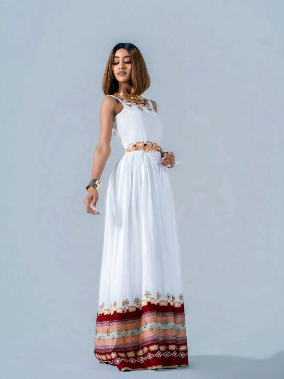DIBABNESH HABESHA KEMIS INSPIRED |SLEEVELESS HABESHA DRESS | ETHIOPIAN TRADITIONAL CLOTHING
