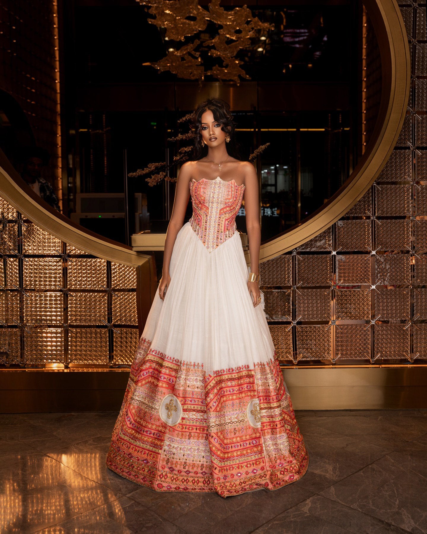 WEYNWA LUXURY STRAPLESS ETHIOPIAN WEDDING DRESS | INSPIRED BY HABESHA KEMIS | AUTHENTIC HABESHA KEMIS