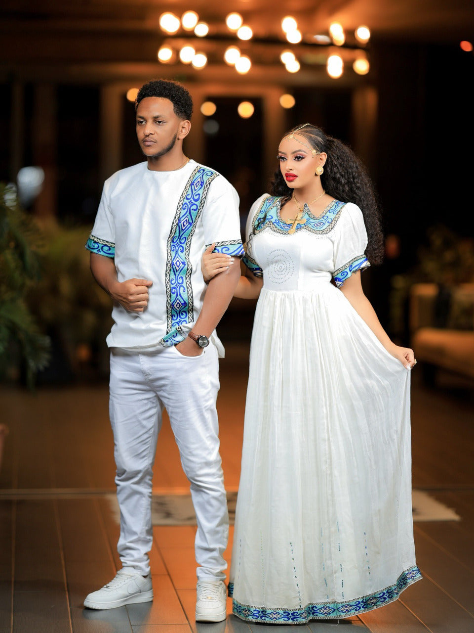 MULUMEBET MATCHING ETHIOPIAN CLOTHING | MEN'S SHIRT AND WOMEN'S ATTIRE | CULTURAL ETHIOPIAN COUPLE WEAR