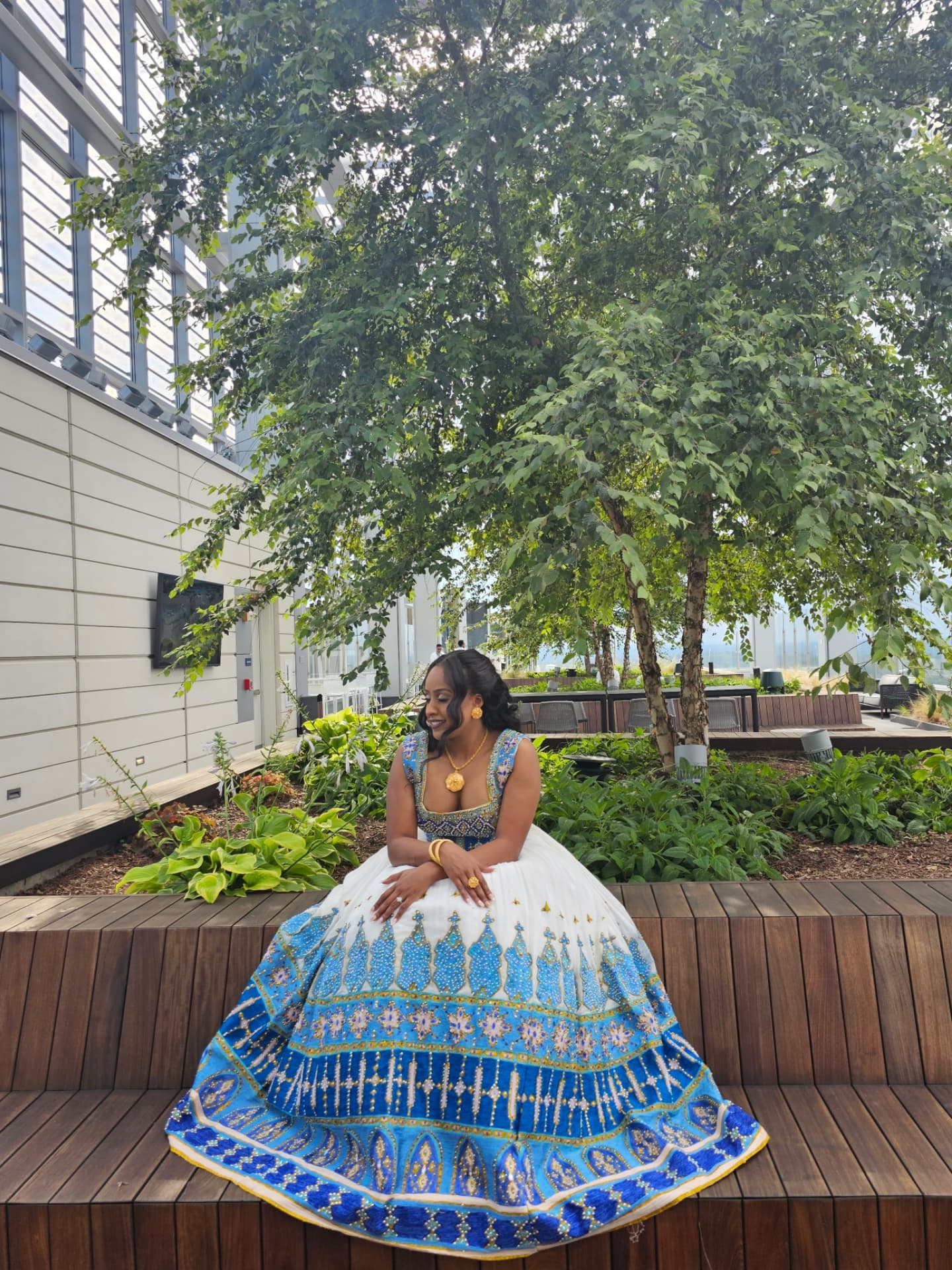 HLINA ETHIOPIAN WEDDING COUPLE'S SET | BLUE & GOLD TILET HABESHA KEMIS AND MEN’S SUIT | HABESHA COUPLE'S OUTFIT