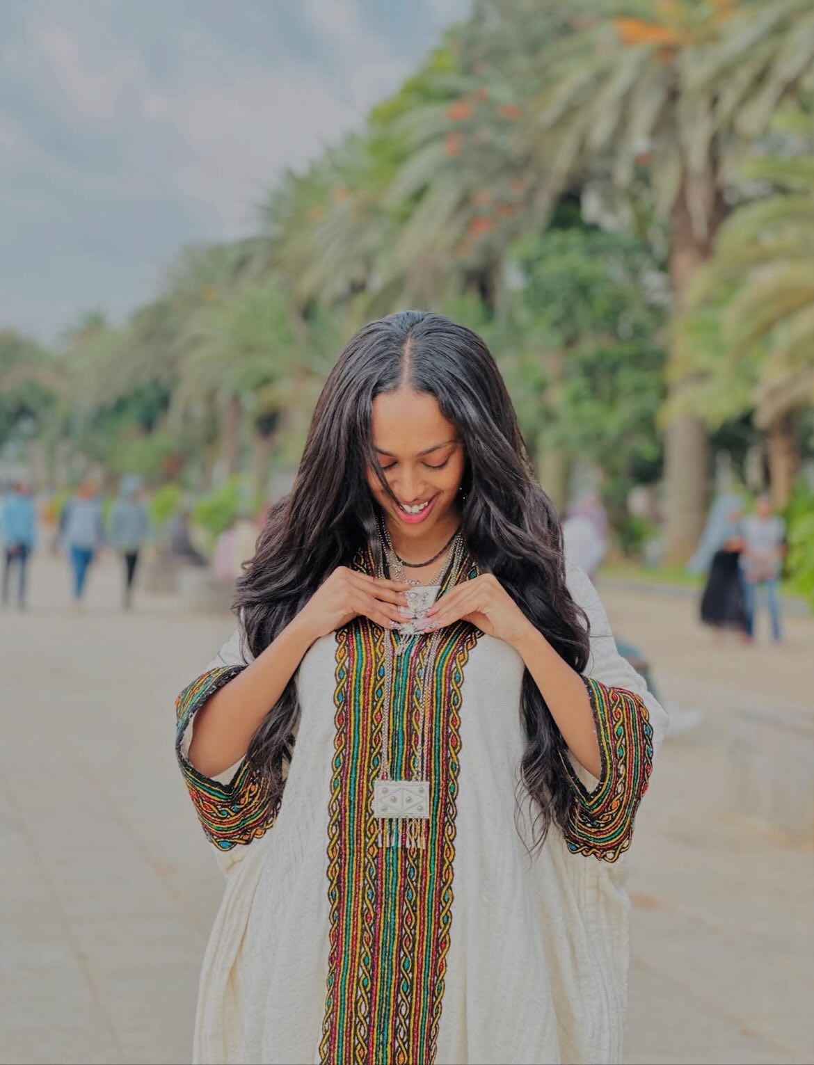 TINBIT HANDWOVEN WHITE HABESHA DRESS COLORFUL DETAIL HABESHA KEMIS | TRADITIONAL ETHIOPIAN CLOTHING & ERITREAN DRESS