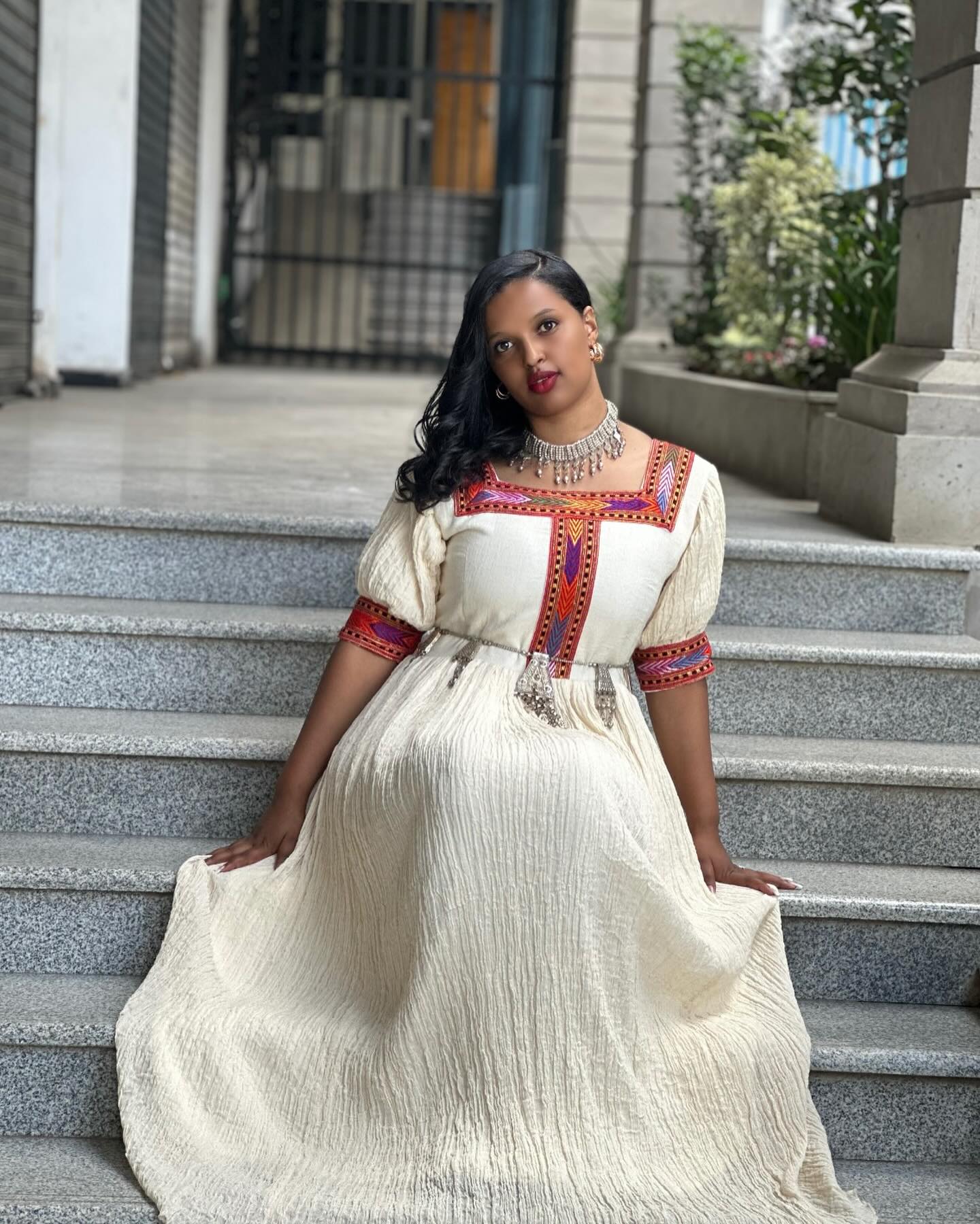 BIZUYE HANDWOVEN HABESHA KEMIS | SHORT SLEEVE HABESHA DRESS | CULTURAL ETHIOPIAN DRESS