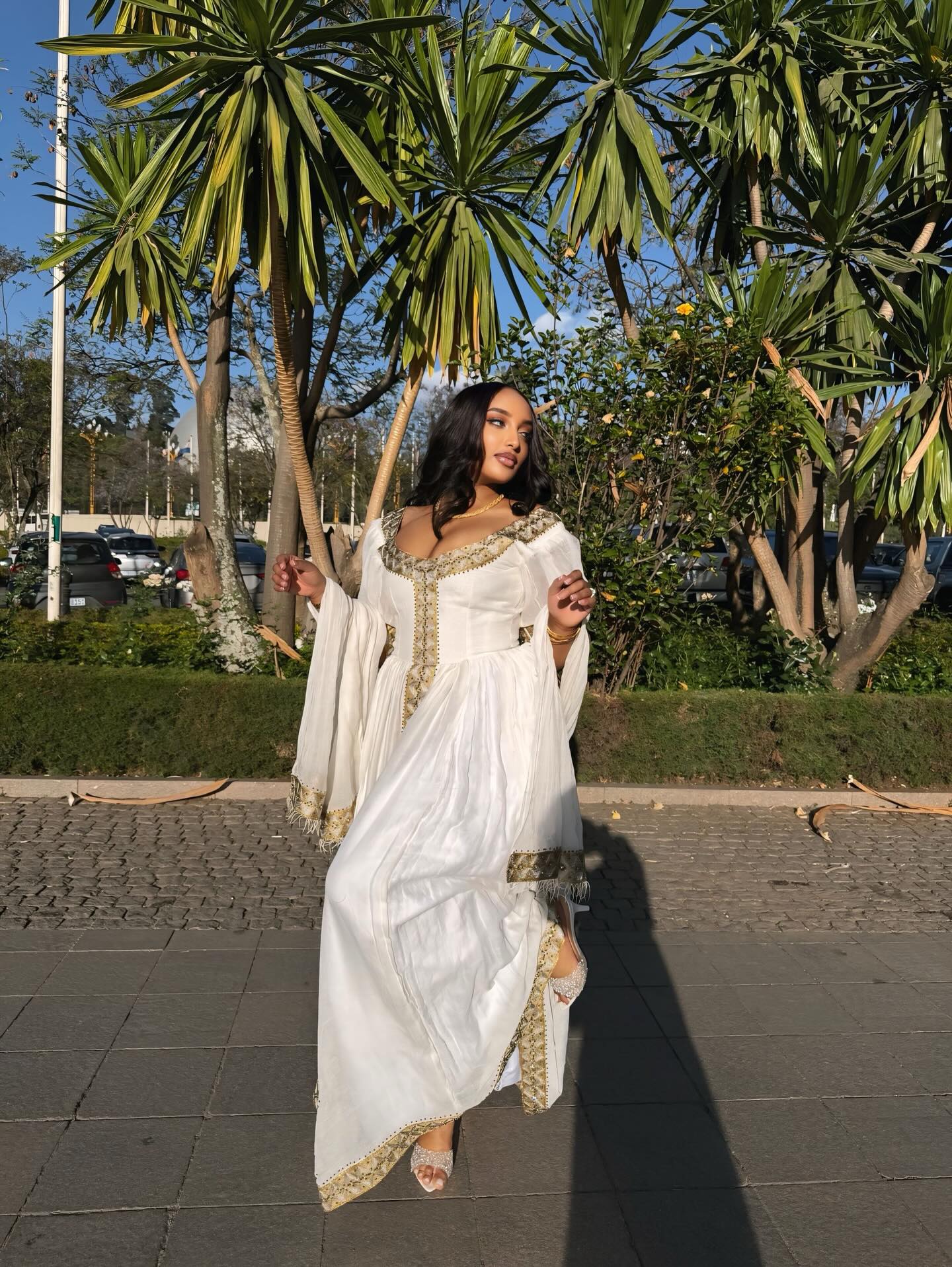 HIDASE LUXURIOUS HABESHA DRESS | ETHIOPIAN TRADITIONAL DRESS | PUFF SLEEVE HABESHA KEMIS DESIGN