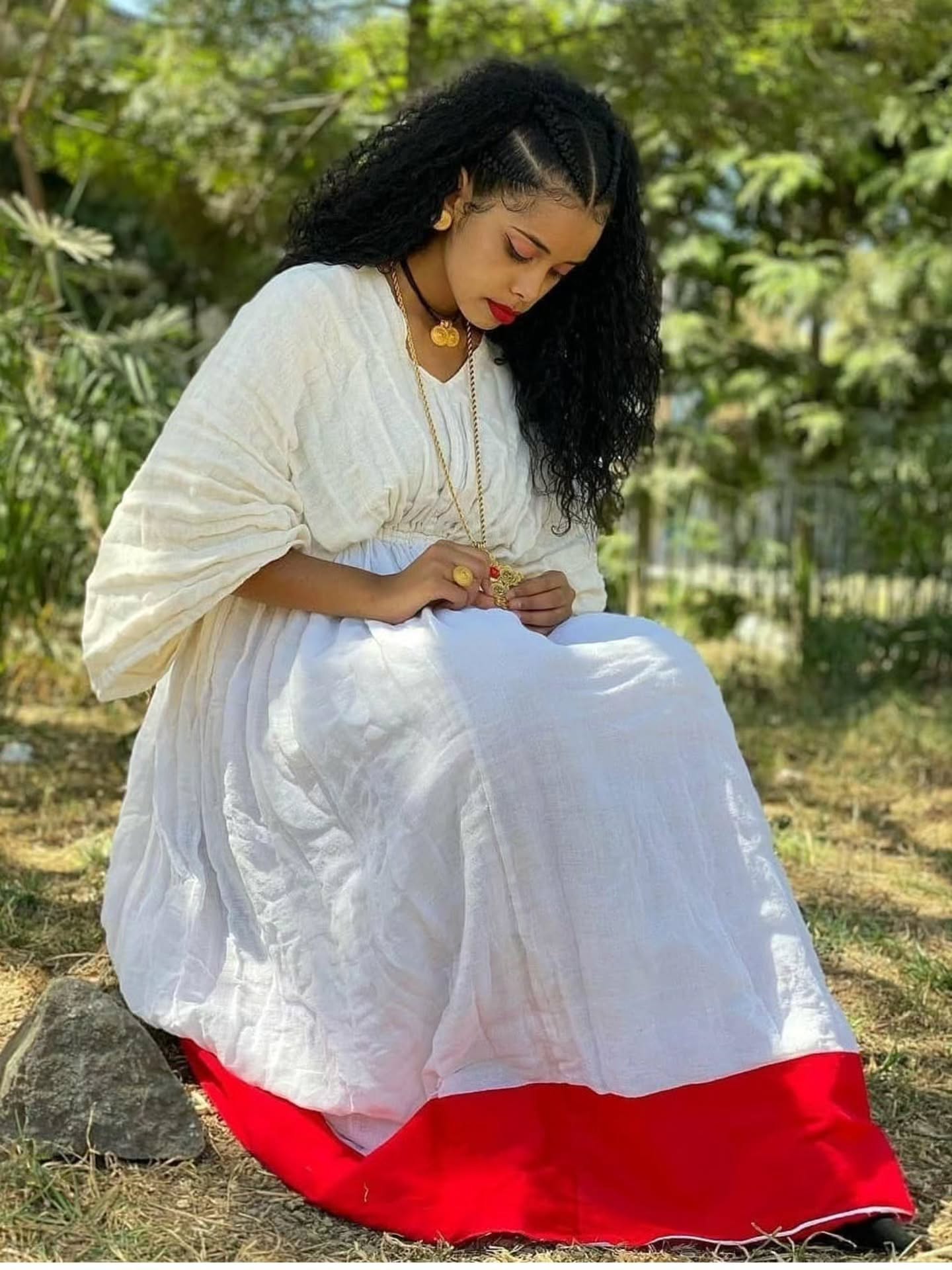 MINTAMIR GRACEFUL HABESHA DRESS | STUNNING TRADITIONAL ETHIOPIAN DRESS DESIGN | RED PATTERN HABESHA KEMIS