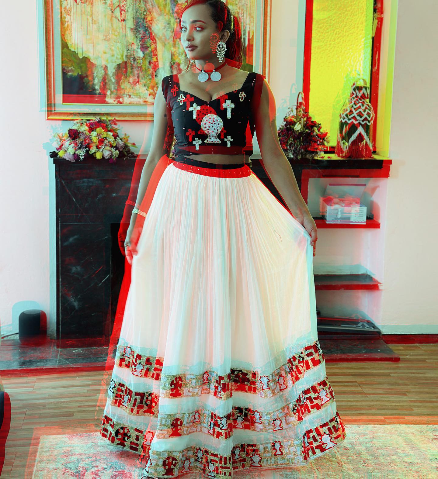 REEM HABESHA OUTFIT WITH SLEEVELESS TOP AND TRADITIONAL SKIRT | ERITREAN DRESS AND ETHIOPIAN CLOTHING STYLE