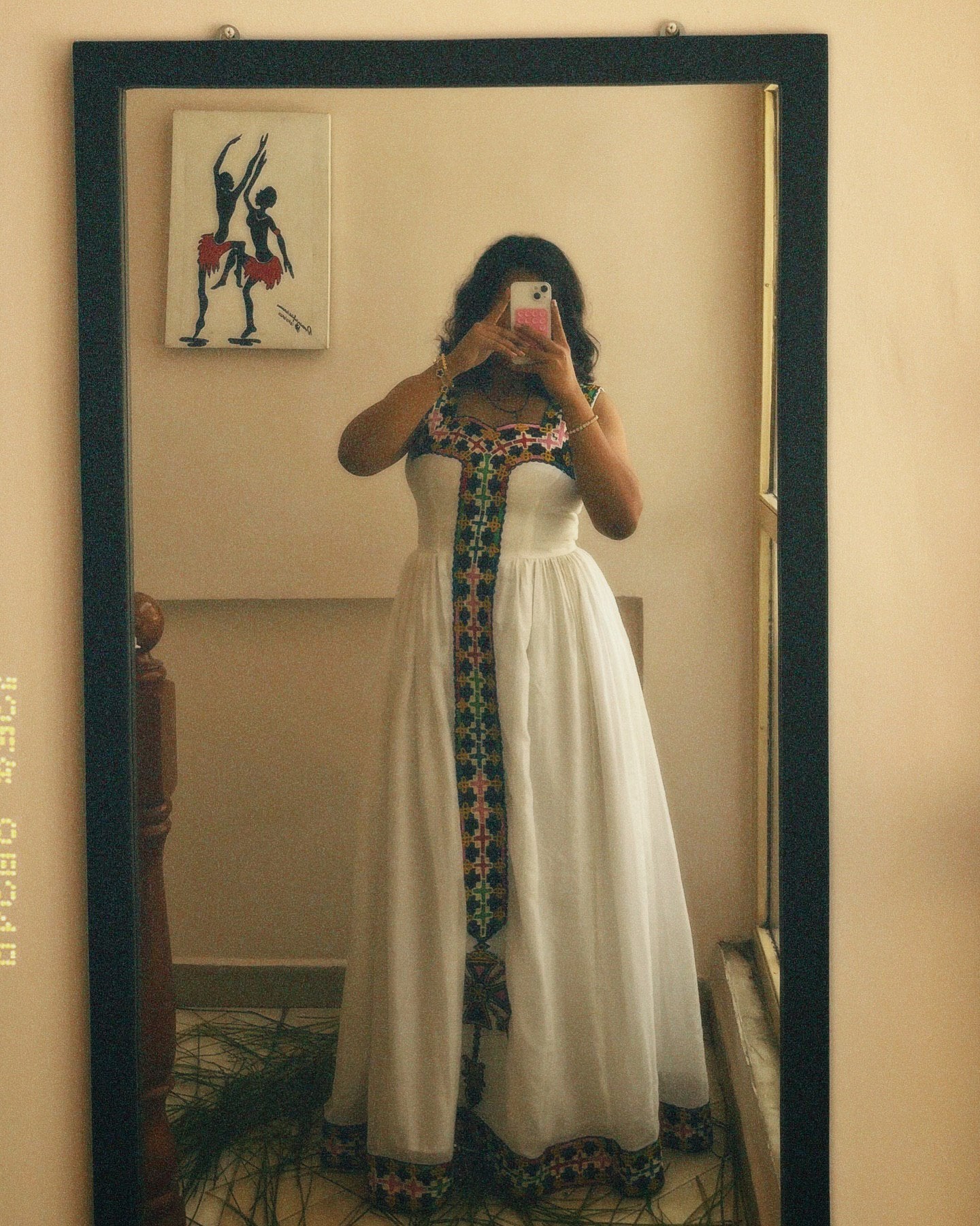 WENGELAWIT WHITE ETHIOPIAN TRADITIONAL DRESS | MULTICOLOR EMBROIDERY HABESHA KEMIS | STYLISH HABESHA DRESS