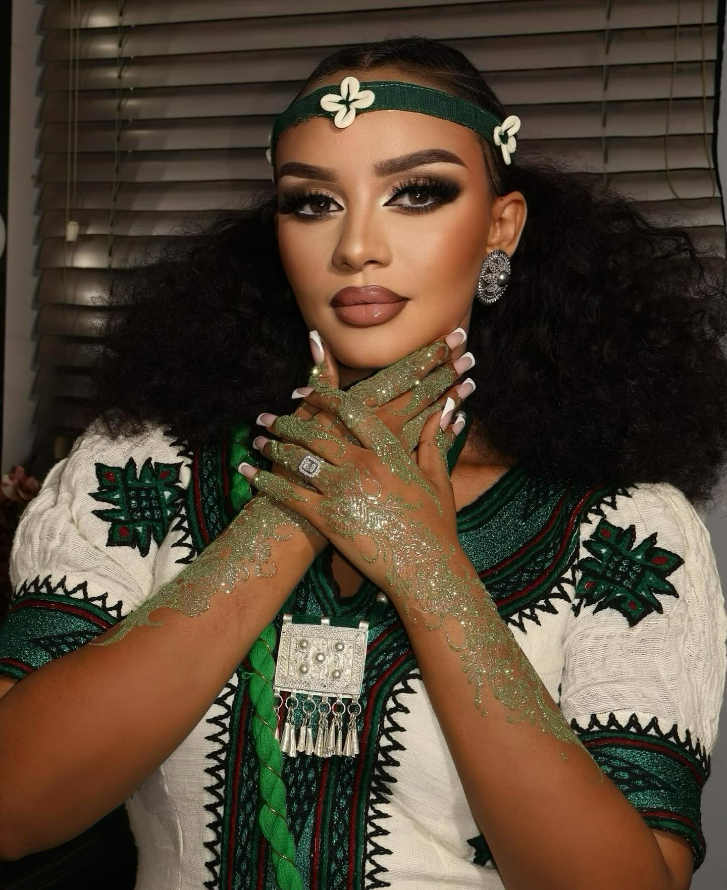 RIBKA ERITREAN CULTURAL DRESS | GREEN EMBROIDERY CULTURAL HABESHA DRESS | STYLISH HABESHA KEMIS FOR HOLIDAYS