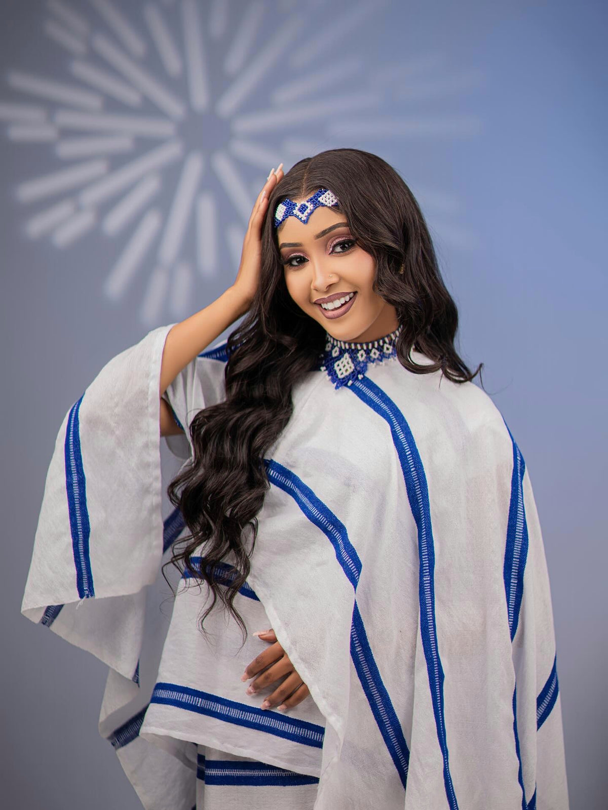 AYANTU WHITE AND BLUE OROMO CULTURAL DRESS | OROMO TRADITIONAL CLOTHING | OROMO DRESS STYLE