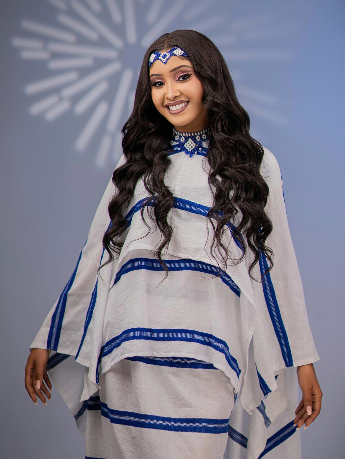 AYANTU WHITE AND BLUE OROMO CULTURAL DRESS | OROMO TRADITIONAL CLOTHING | OROMO DRESS STYLE