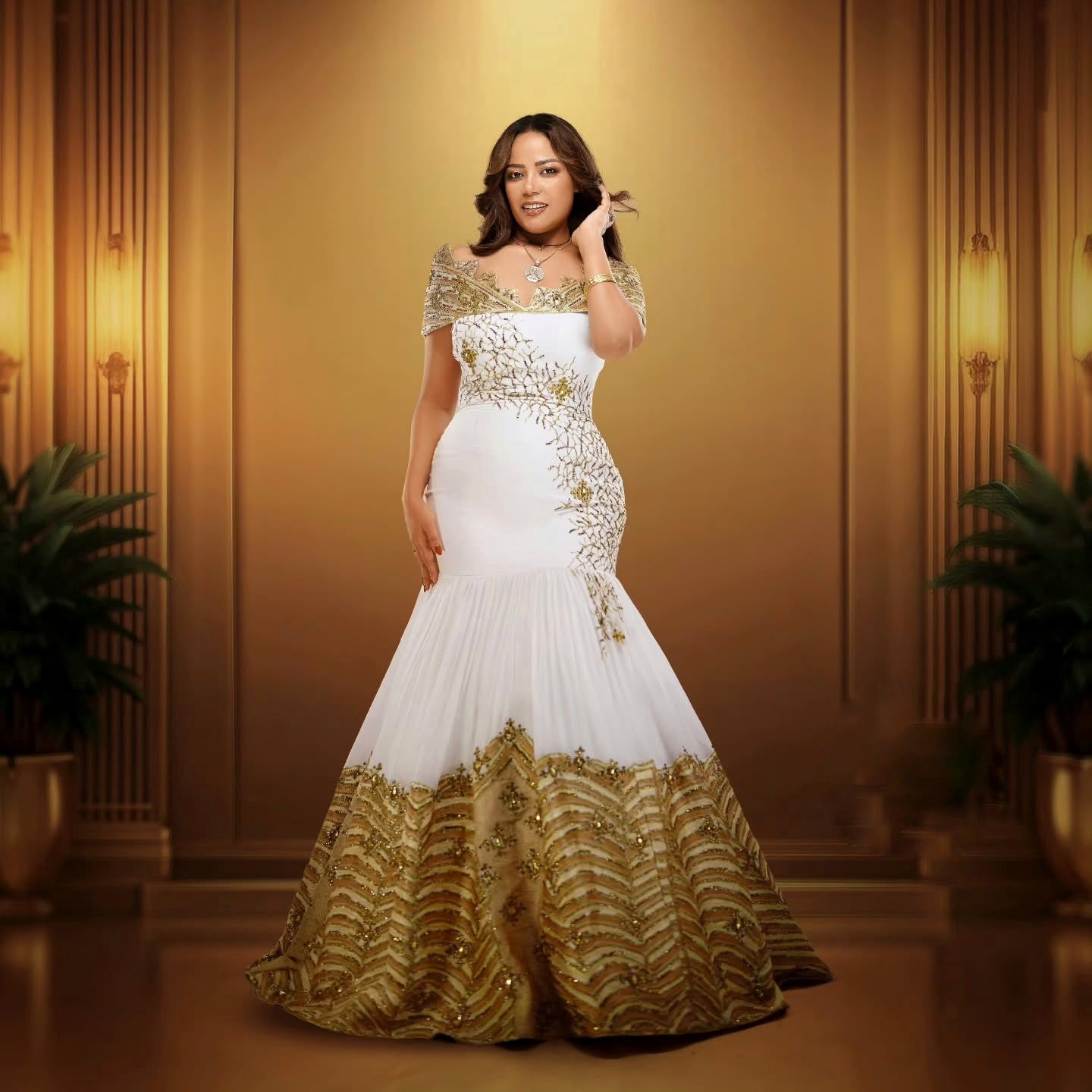 Elegant Ethiopian Wedding Dress Habesha Kemis 