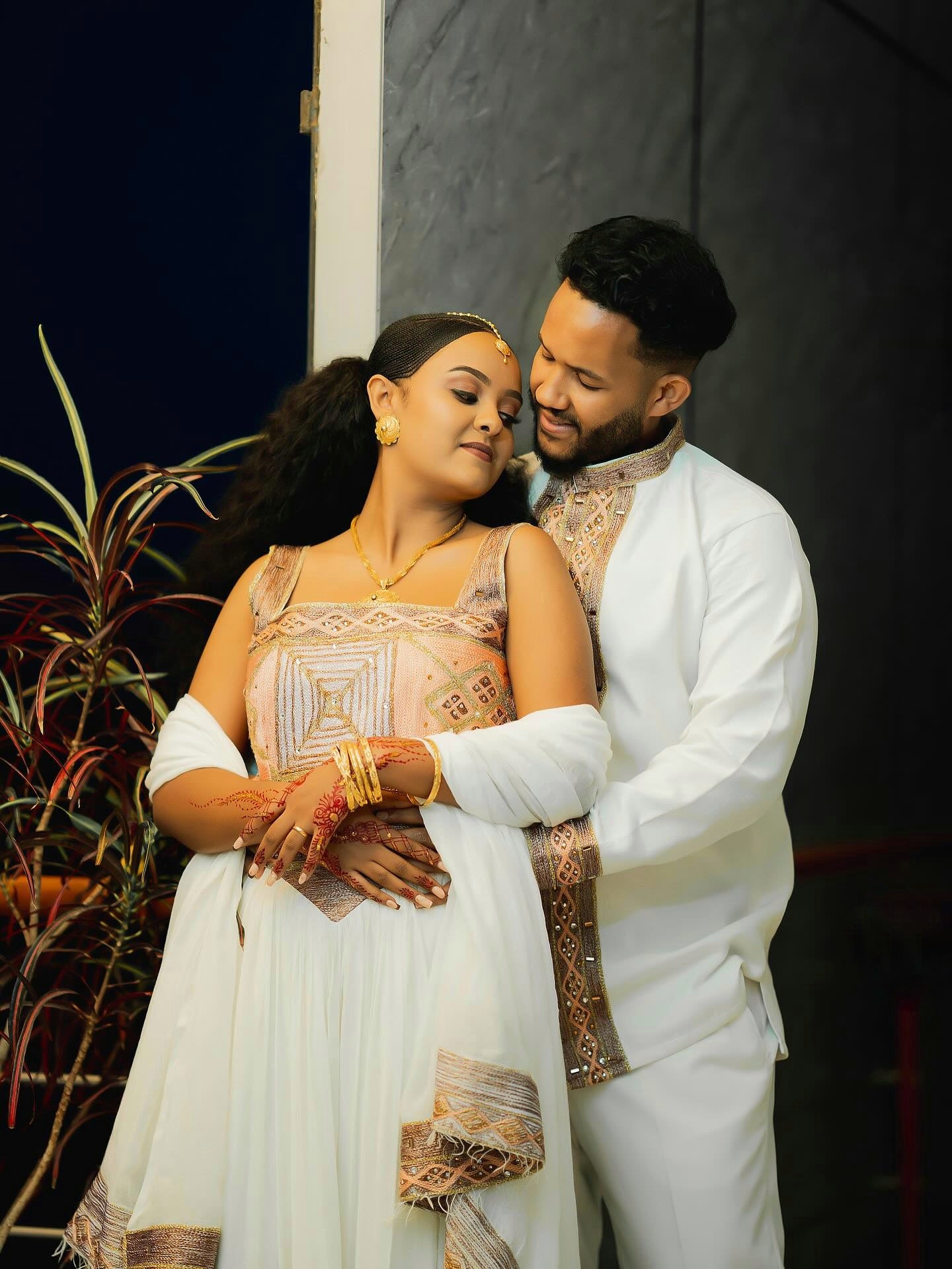 TSEDENIYA MATCHING HABESHA DRESS & OUTFIT FOR COUPLES | GOLD TRADITIONAL ETHIOPIAN STYLE | HABESHA OUTFIT
