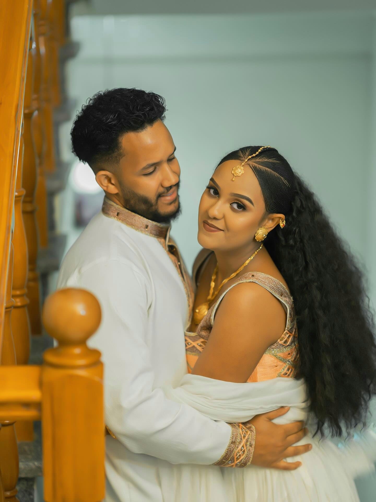 TSEDENIYA MATCHING HABESHA DRESS & OUTFIT FOR COUPLES | GOLD TRADITIONAL ETHIOPIAN STYLE | HABESHA OUTFIT