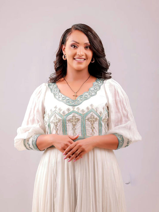 BERSABEH GRACEFUL HABESHA KEMIS | HABESHA DRESS | TRADITIONAL ETHIOPIAN DRESS
