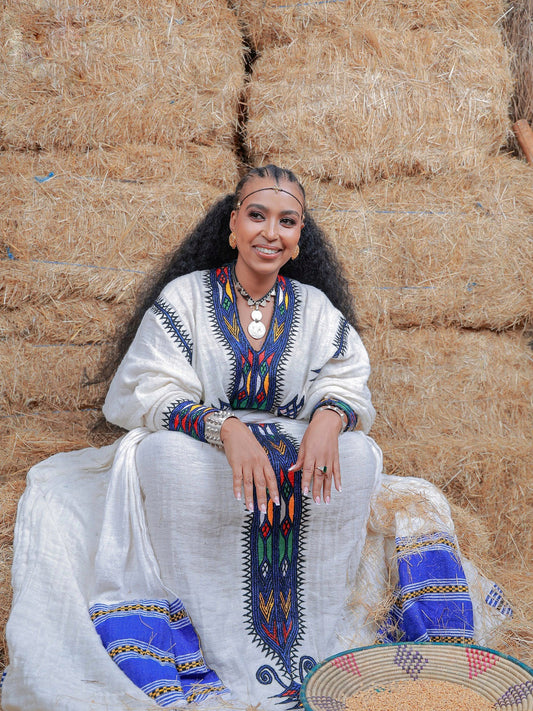 MULTICOLORED HABESHA KEMIS – ETHIOPIAN CLOTHING AND TRADITIONAL DRESS WITH VIBRANT EMBROIDERY