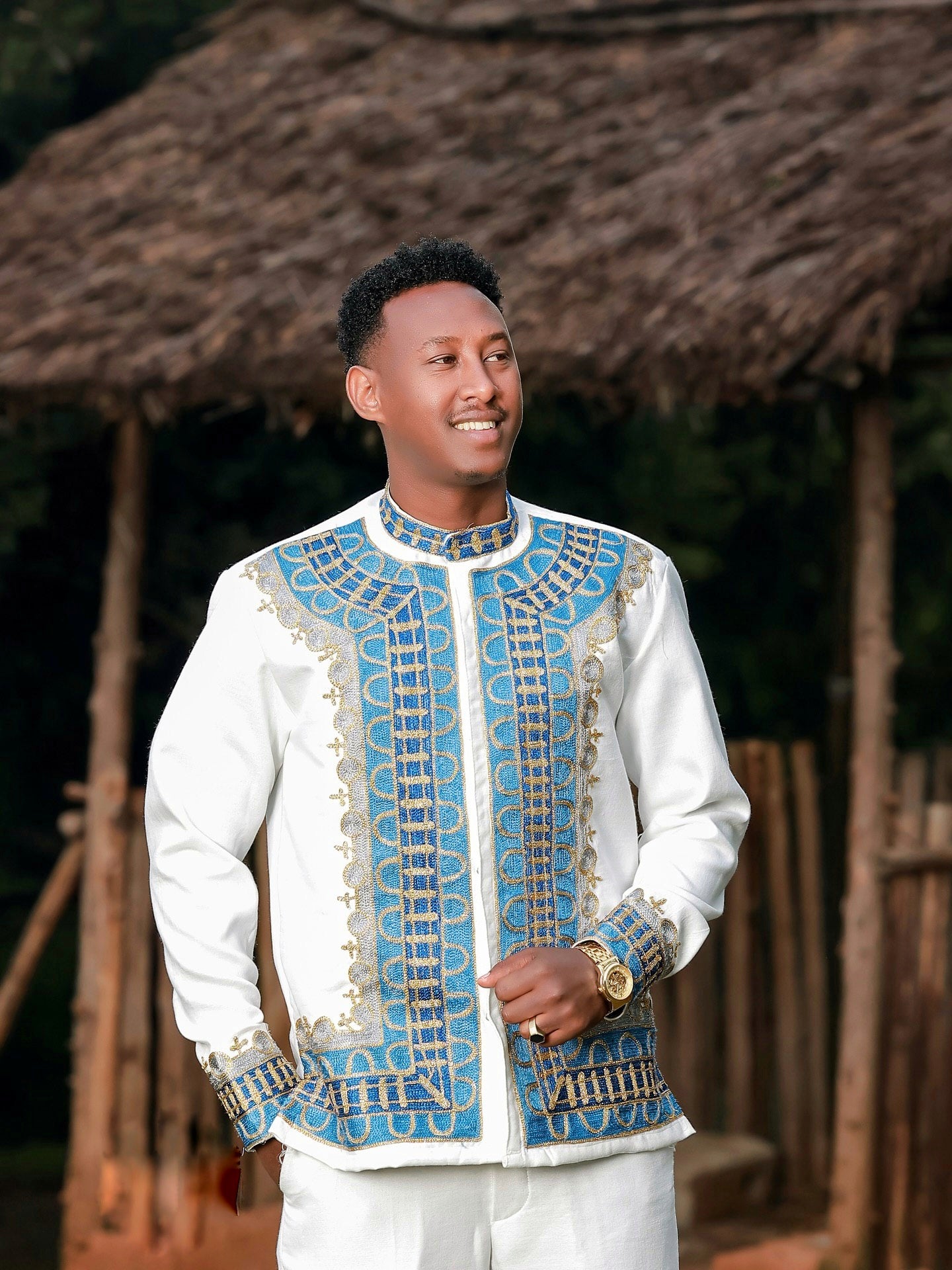 YARED MEN’S ETHIOPIAN CULTURAL SHIRT AND PANTS | HABESHA TRADITIONAL MEN’S OUTFIT