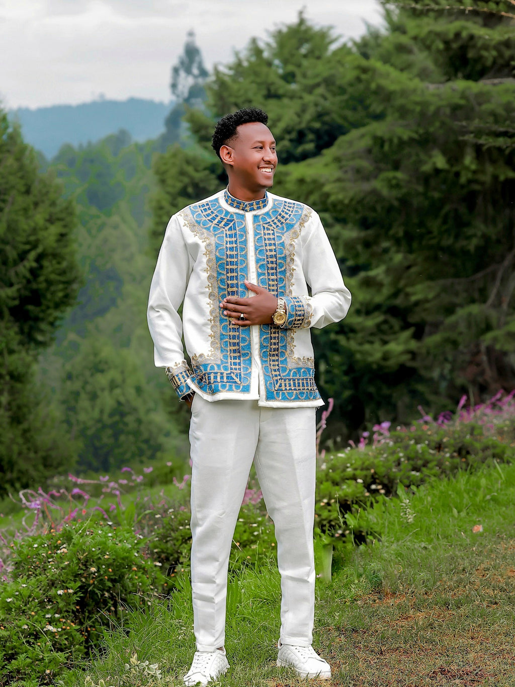 YARED MEN’S ETHIOPIAN CULTURAL SHIRT AND PANTS | HABESHA TRADITIONAL MEN’S OUTFIT