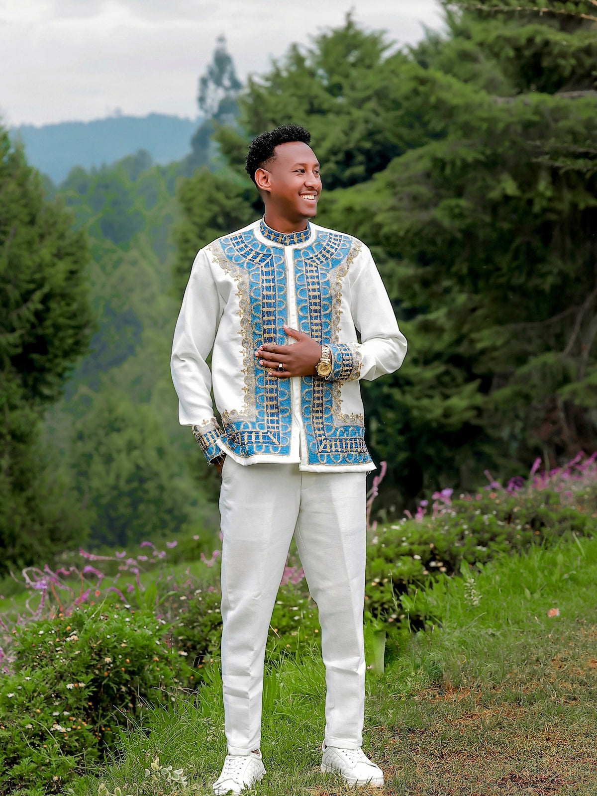 YARED MEN’S ETHIOPIAN CULTURAL SHIRT AND PANTS | HABESHA TRADITIONAL MEN’S OUTFIT