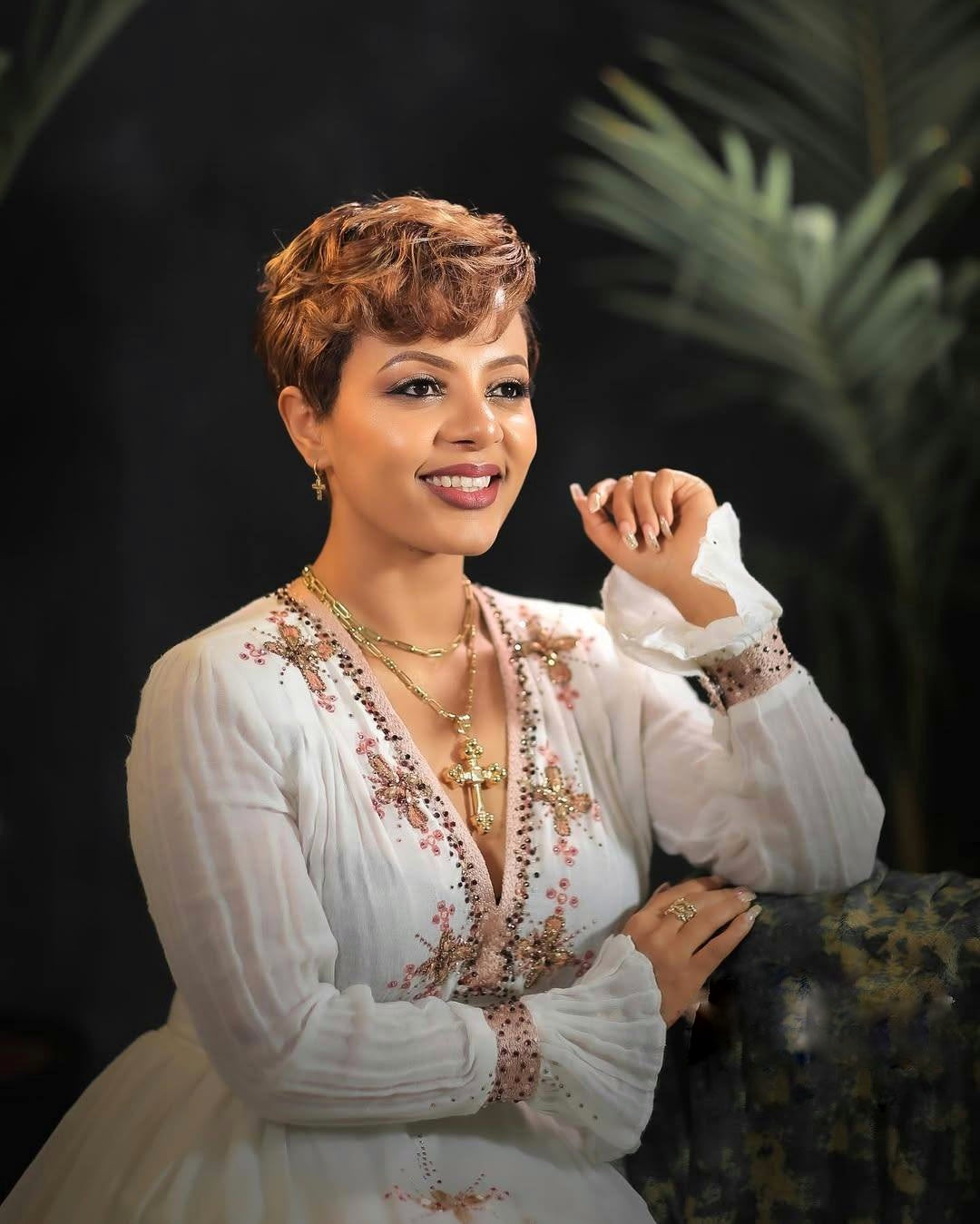 MIKAL CROSS EMBROIDERY HABESHA WEDDING DRESS | TRADITIONAL HABESHA KEMIS | CLASSIC HABESHA DRESS