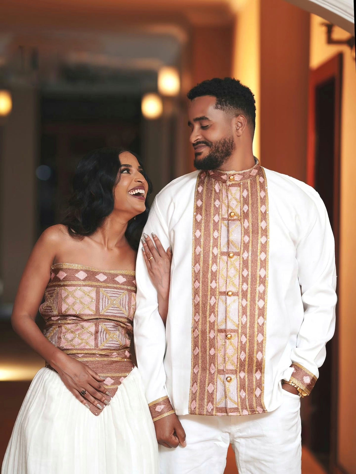 AFOMIYA HABESHA COUPLE OUTFIT | ROYAL ETHIO-HERITAGE COUPLE WEAR | ETHIOPIAN MATCHING SET