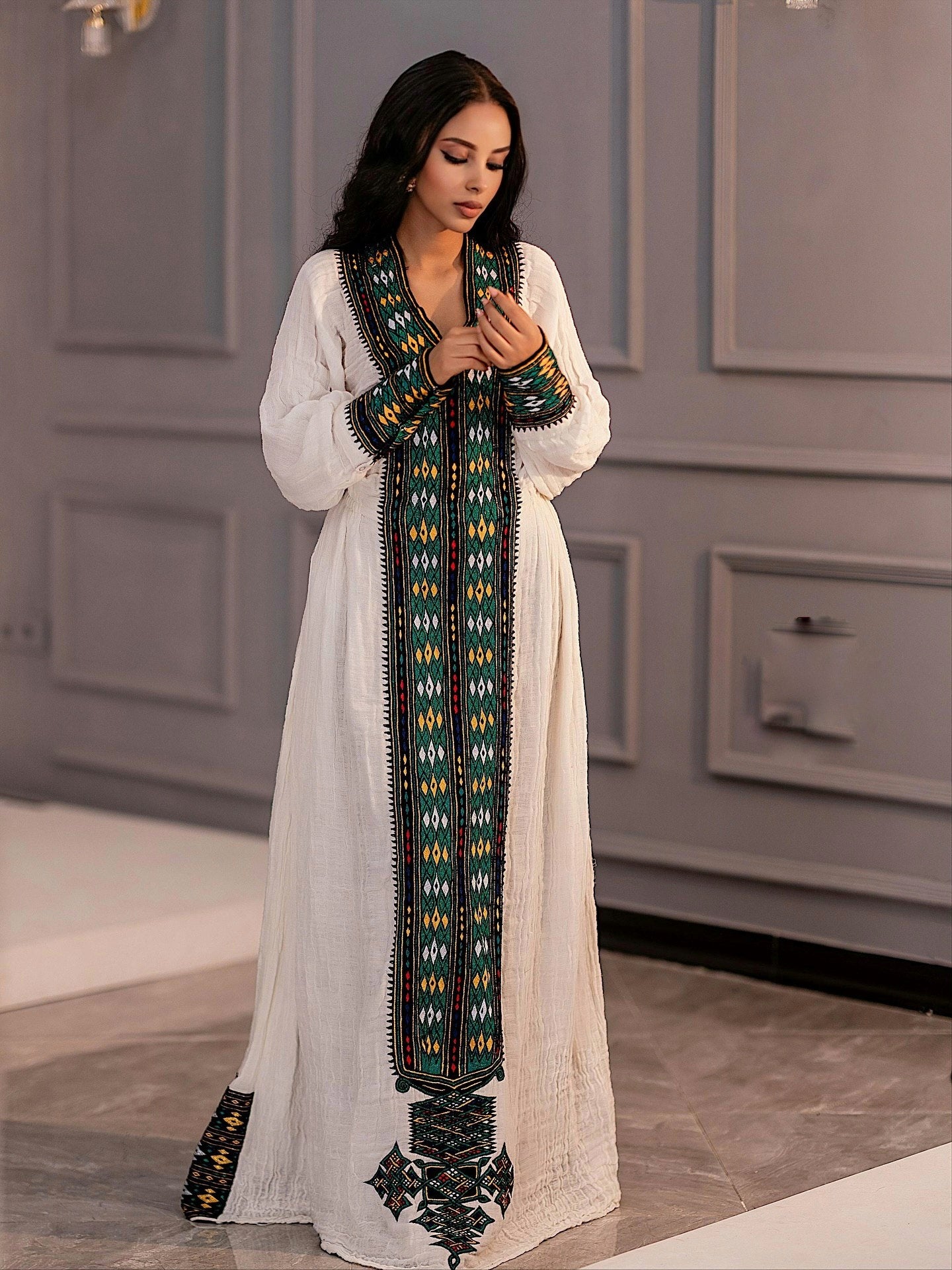 HABESHA KEMIS INSPIRED HABESHA DRESS WITH ETHIOPIAN DRESS ELEGANCE