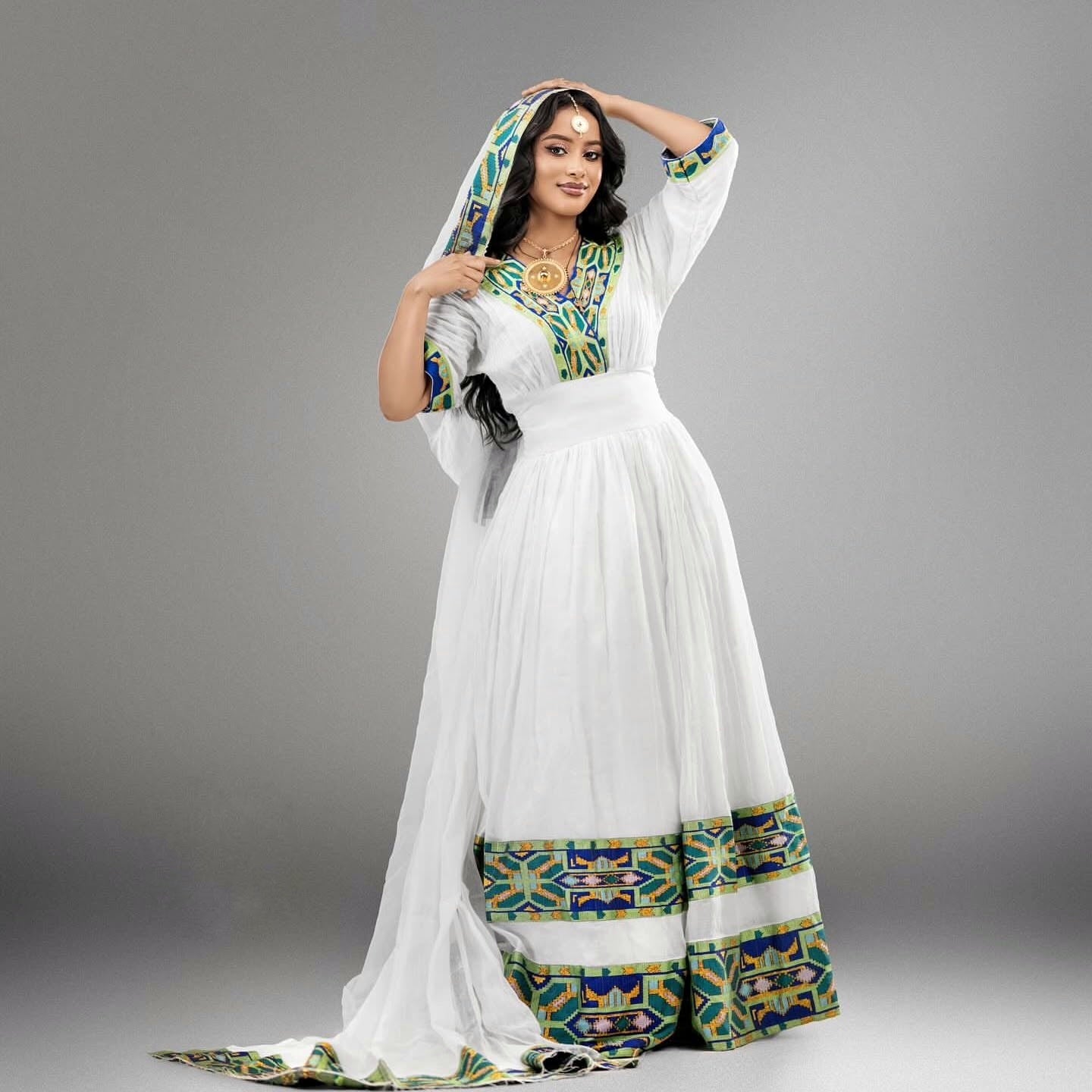 BRHANE RADIANT HERITAGE HABESHA KEMIS | GRACEFUL DETAILS HABESHA DRESS | TRADITIONAL ETHIOPIAN DRESS STYLE